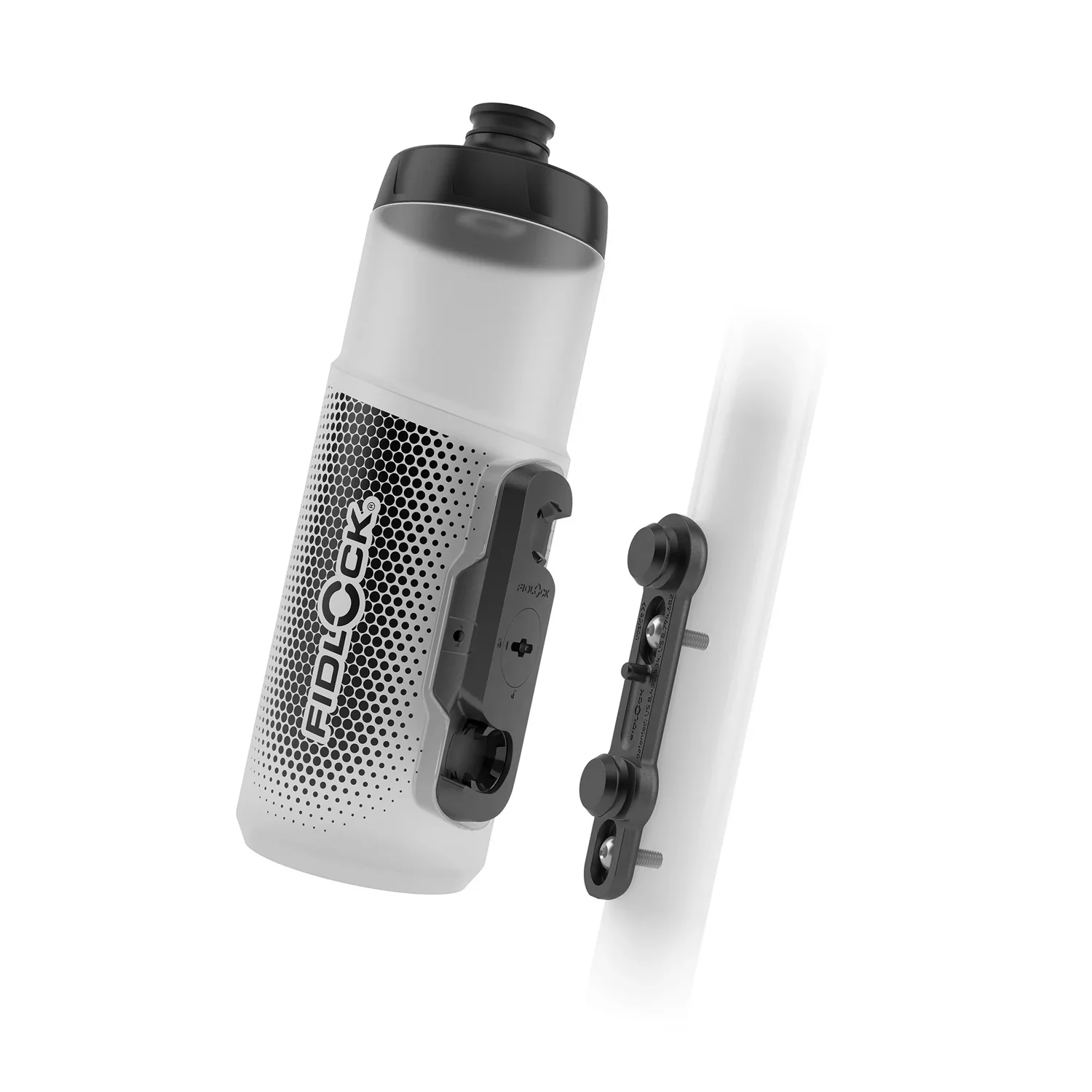 Twist Flasche 600ml +Bike base Fahrradtrinkflasche, Flaschenhalter, Kunststoff, Weiß-Schwarz, Perforiertes Design