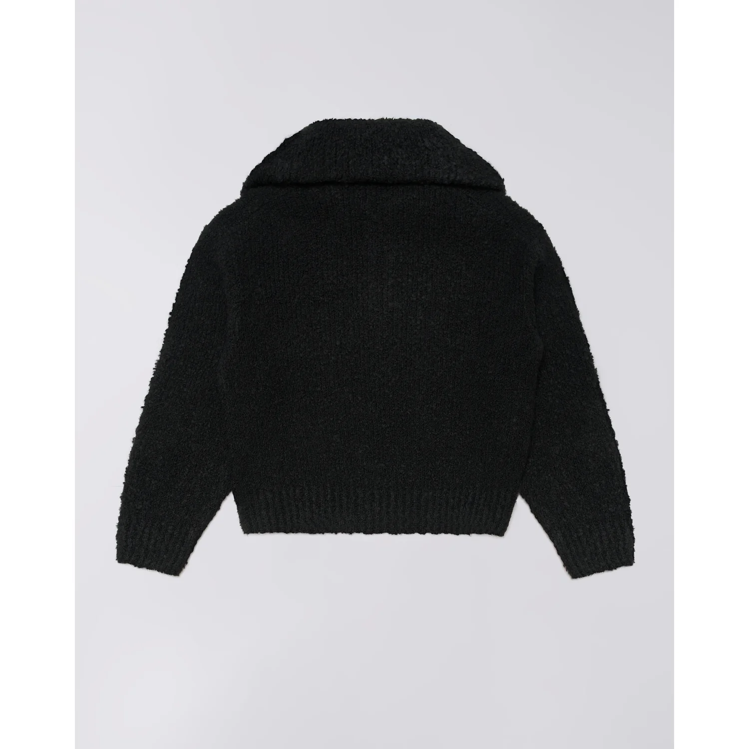 W' Neva Sweater Strickjacke, Schwarz, Teddy-Strick, Umlegekragen, Langarm