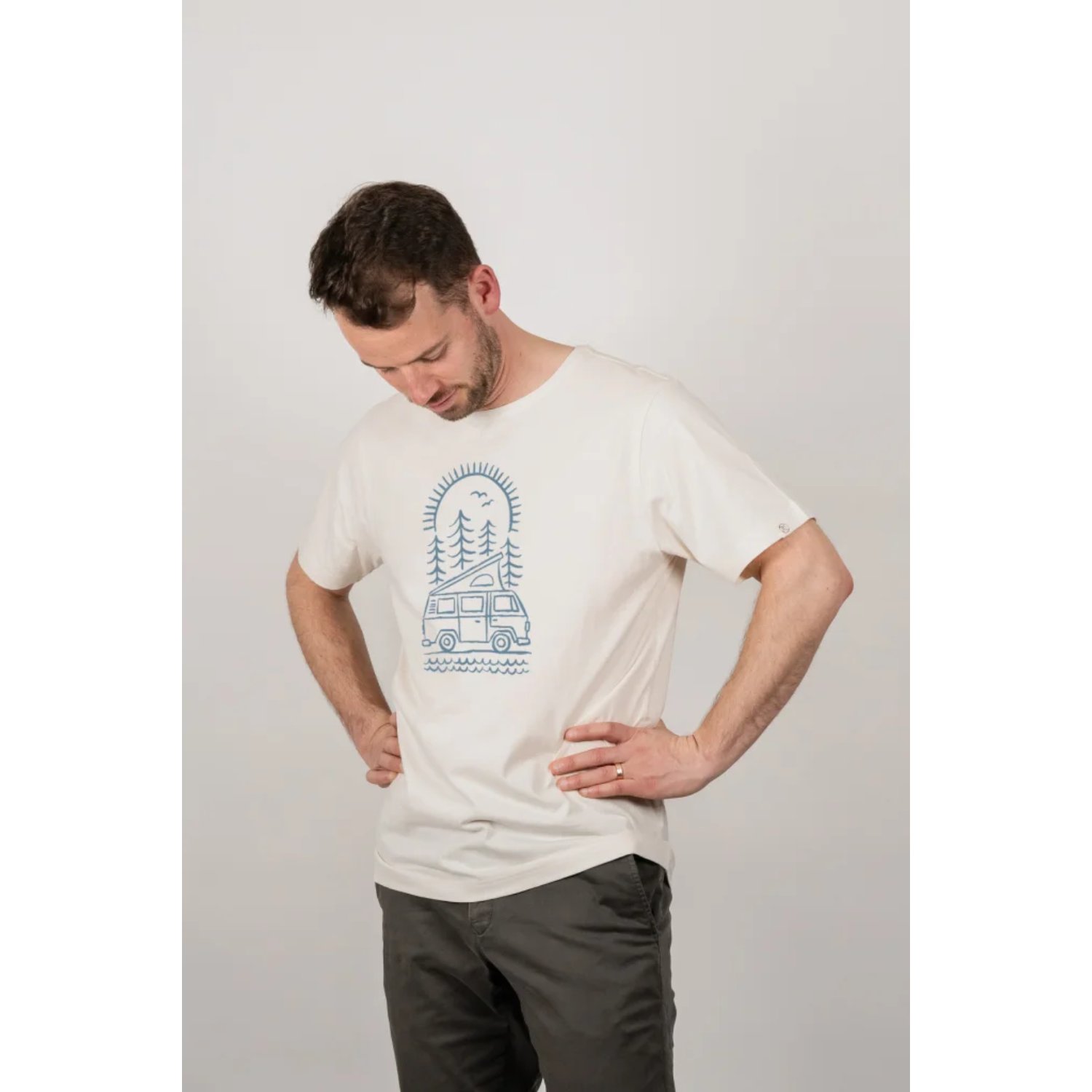 T-Shirt, Grafikshirt, Camping-Motiv, Unisex-T-Shirt, Blaues Motiv