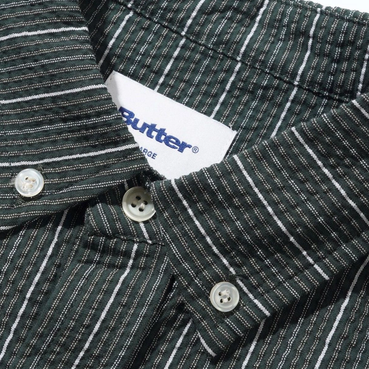Seersucker Shirt Streifenhemd, Langarm, Kragen, Knöpfe, Baumwolle