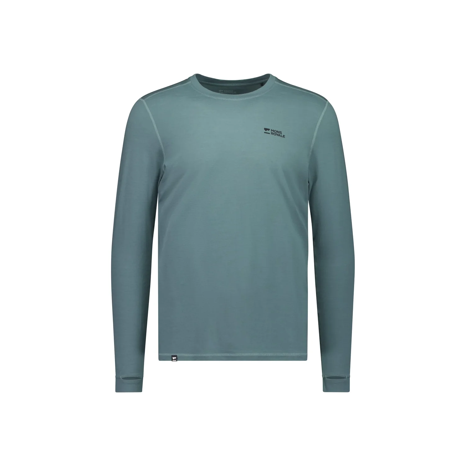 Langarmshirt, Rundhalsausschnitt, Blaugrün, Funktionsshirt, Logoprint