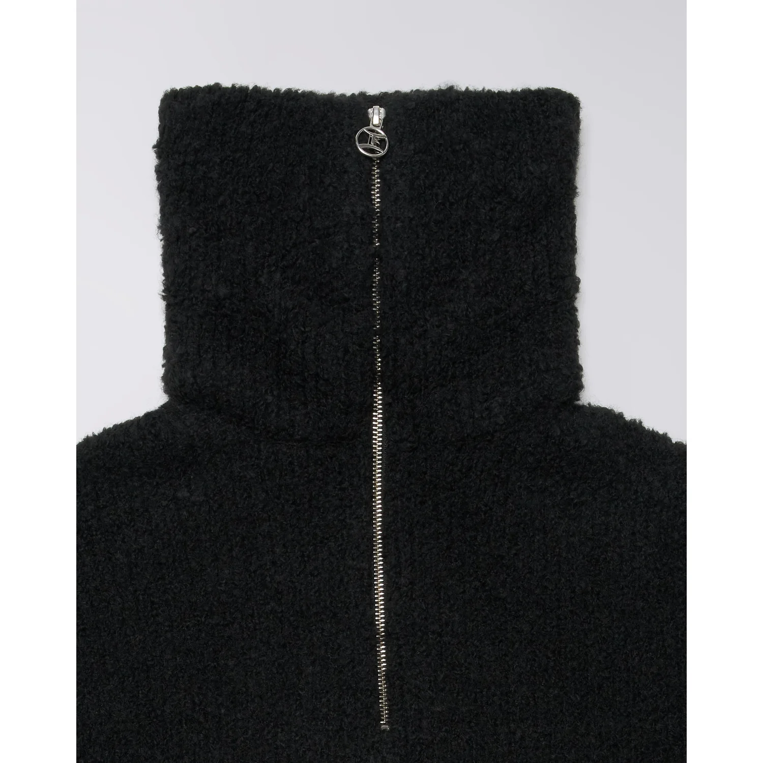 Jacke, Stehkragen, Reißverschluss, schwarz, Teddyfleece