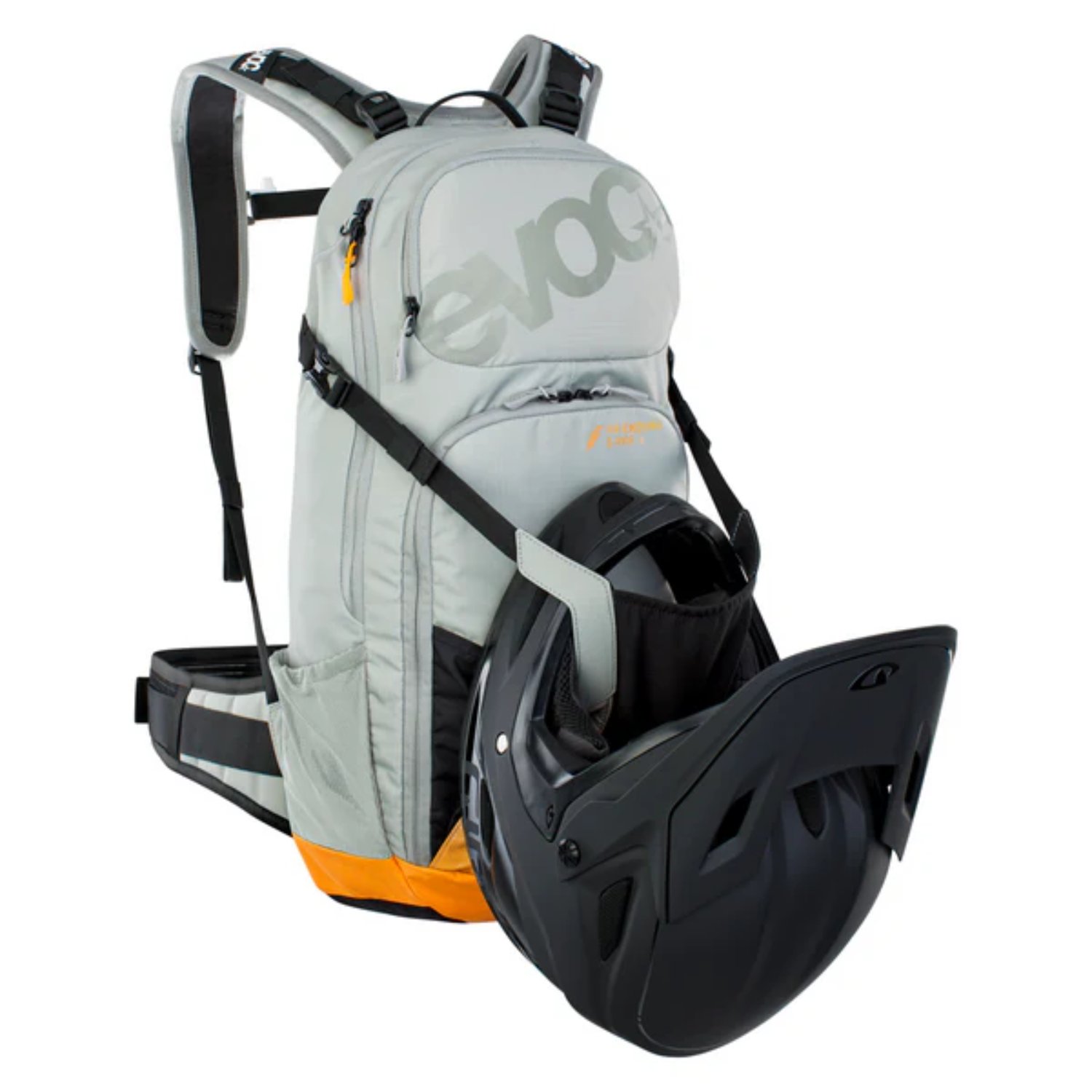 Sac à dos, sac à dos, fixation pour casque, système d'hydratation, gris-orange