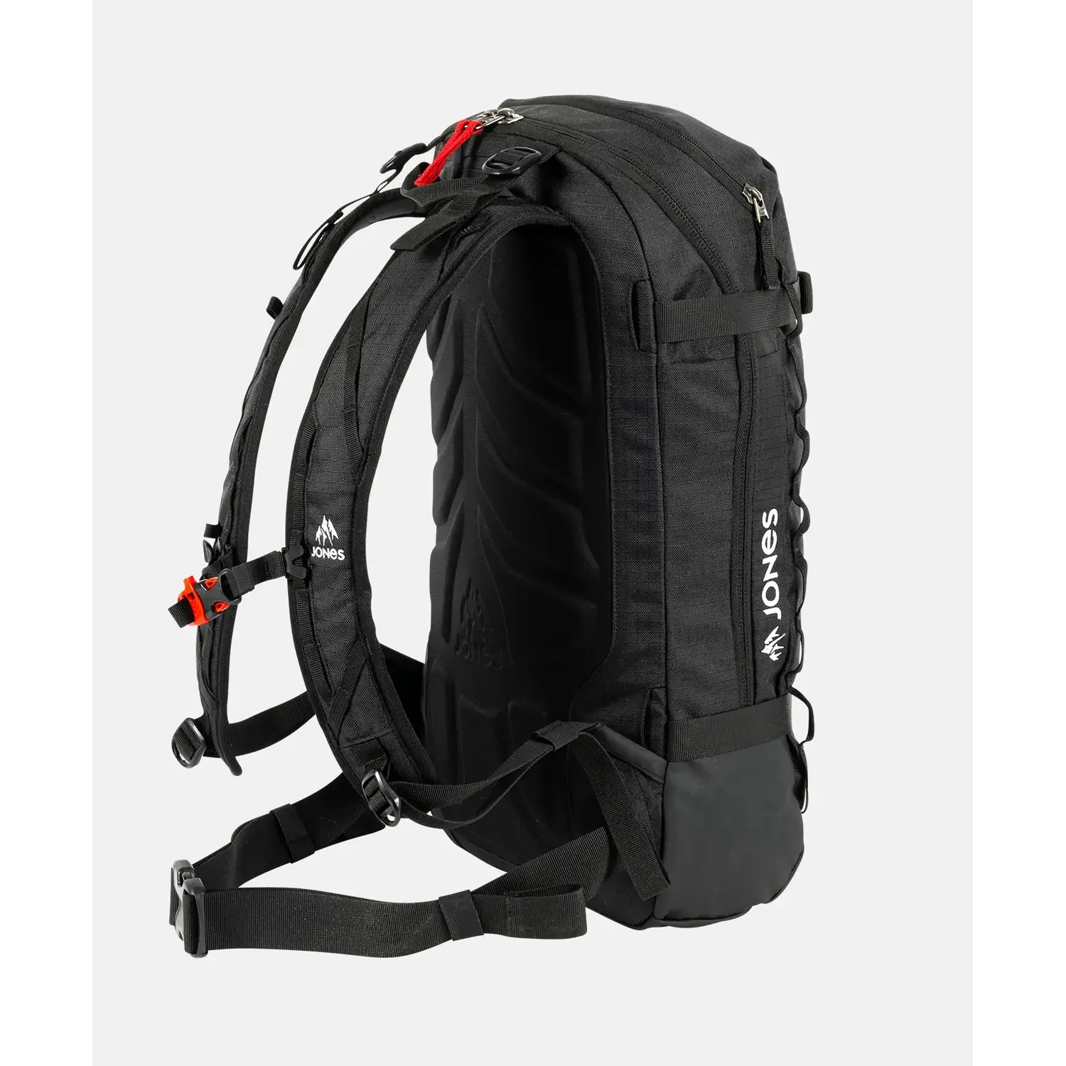 Deeper 19L Schwarzer Rucksack, Nylonmaterial, Mehrere Reißverschlüsse, Brustgurt, Hüftgurt