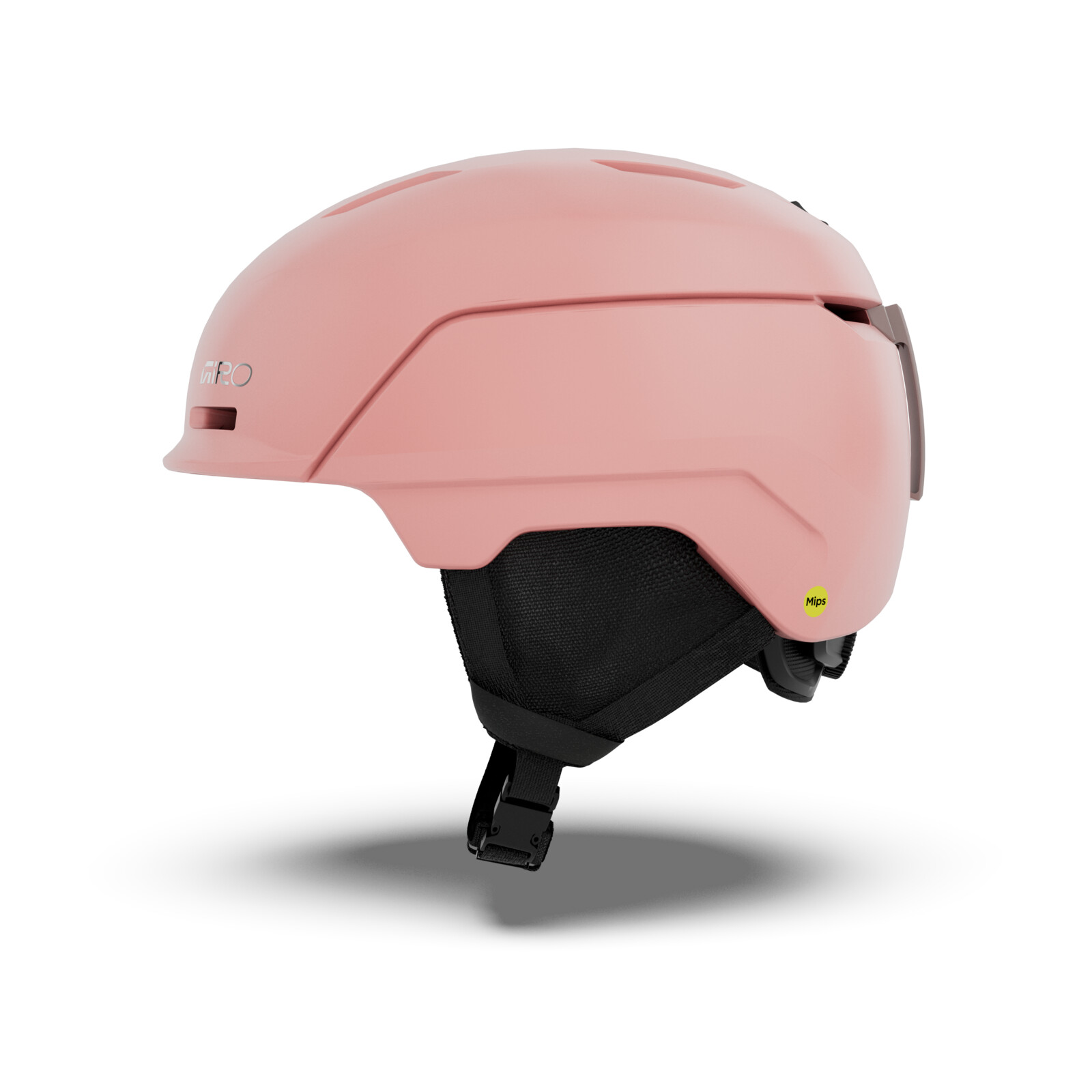 Casque de ski, casque rose, fentes d'aération, bande noire, ajustement réglable