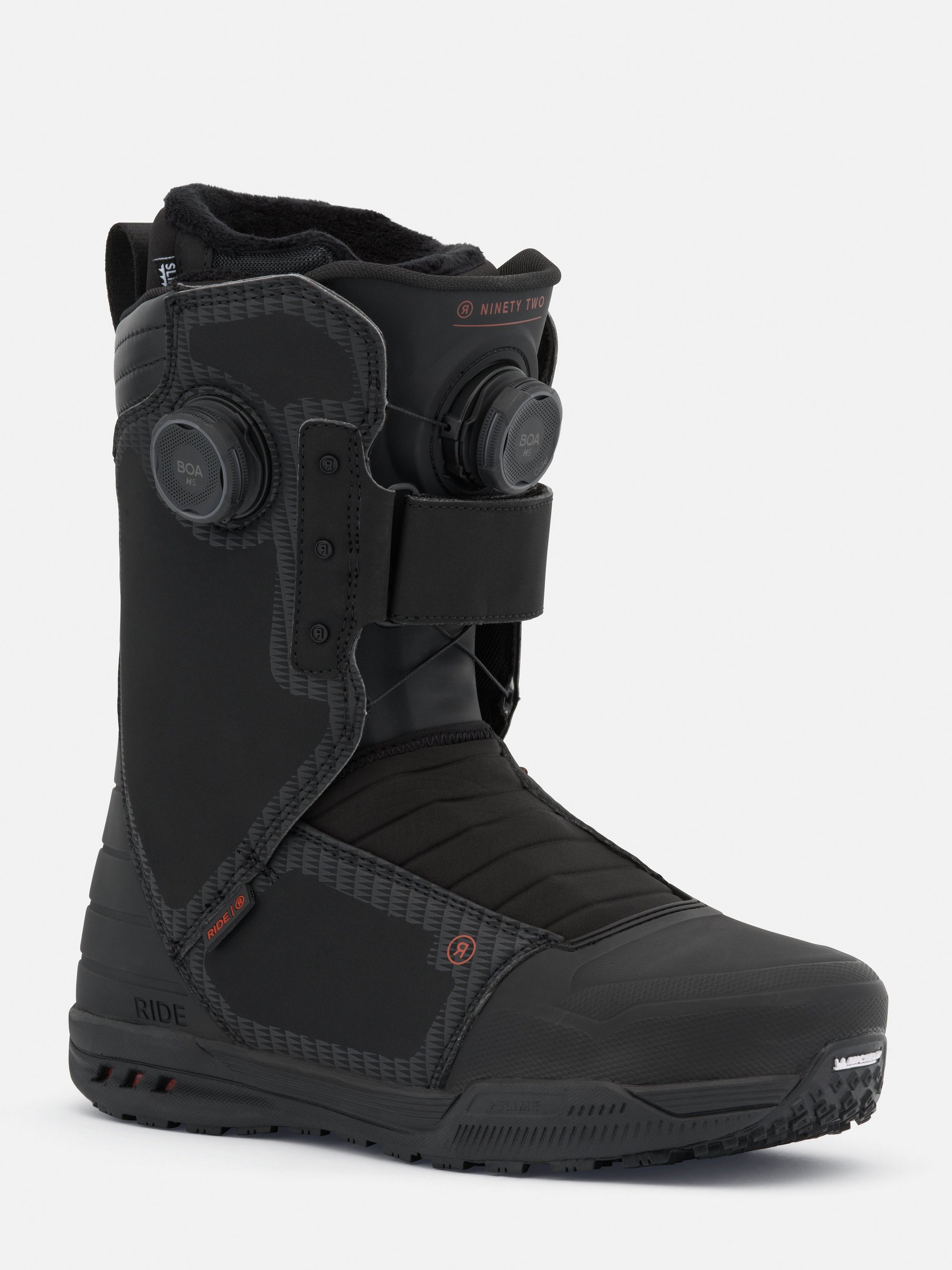 Chaussure, chaussure de snowboard, bottes, noir, doublure, boucles, semelle en caoutchouc