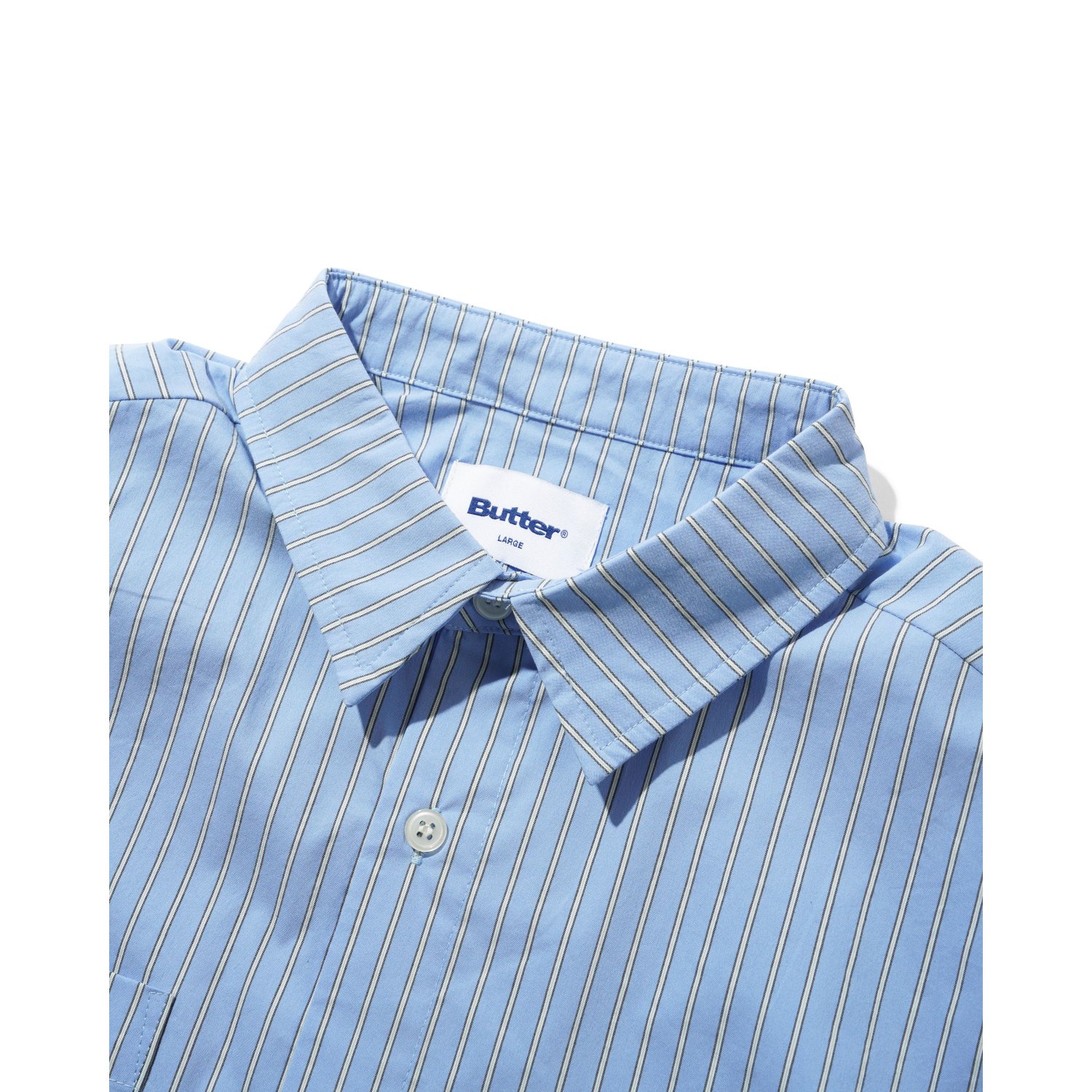 Vertical Stripe S/S Shirt Hemd, Streifen, Baumwolle, Blau, Kragen