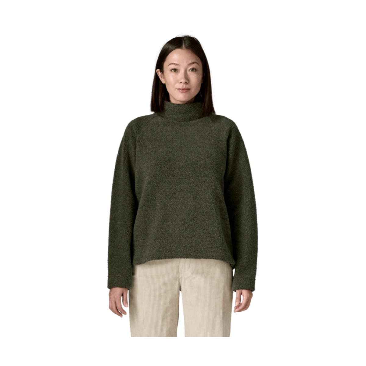 W'S Reclaimed Sweater P/O Pull, col roulé, coupe oversize, en laine, vert foncé