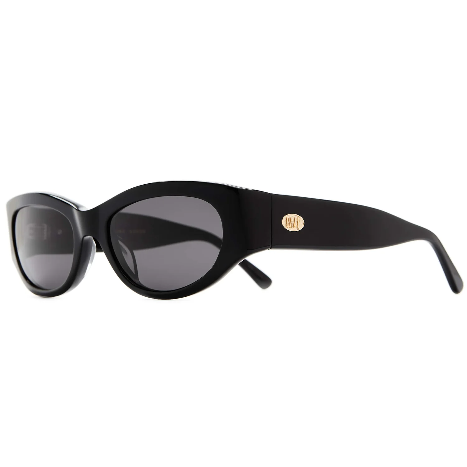 Sonnenbrille, schwarzes Gestell, getönte Gläser, Kunststoffgestell, ovale Gläser