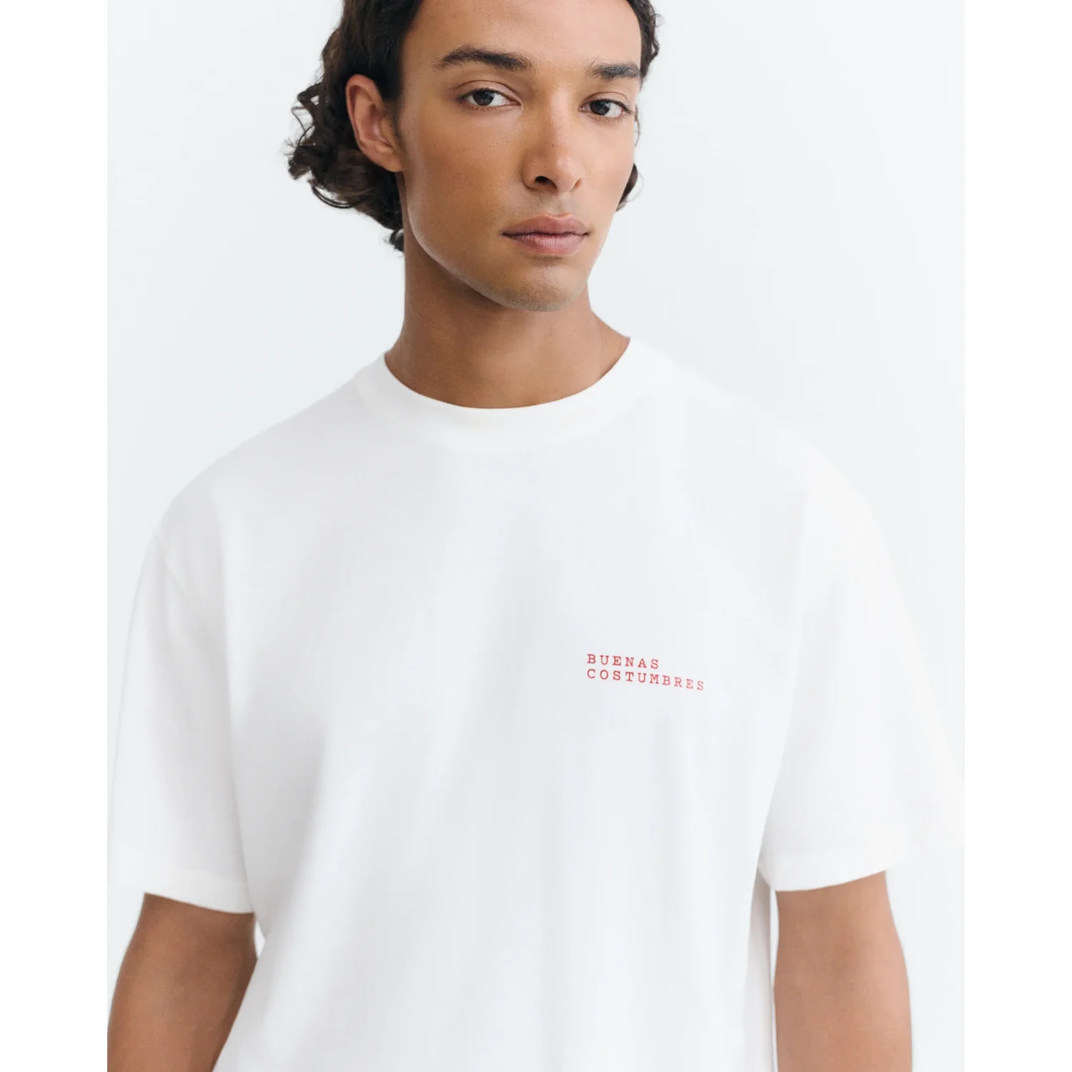 Aaron Tee Herren-T-Shirt, weiß, Rundhalsausschnitt, Kurzarm, Brustprint