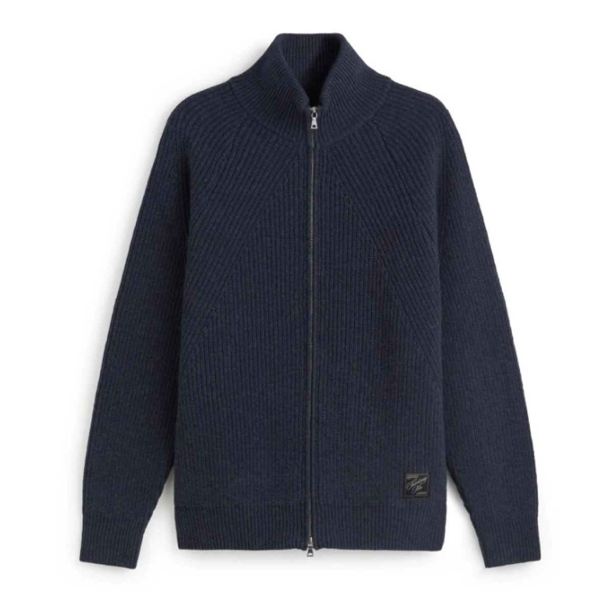 Ekaiz Knitted Sweater Veste douillette, motif torsadé, fermeture éclair sur toute la longueur, cardigan, bleu marine