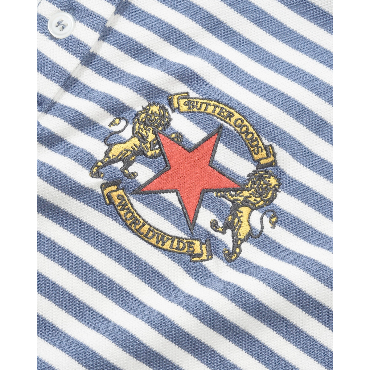 Rayures, polo, écusson, logo, manches courtes, rayures, t-shirt de plage, logo, application, couleur principale : rouge