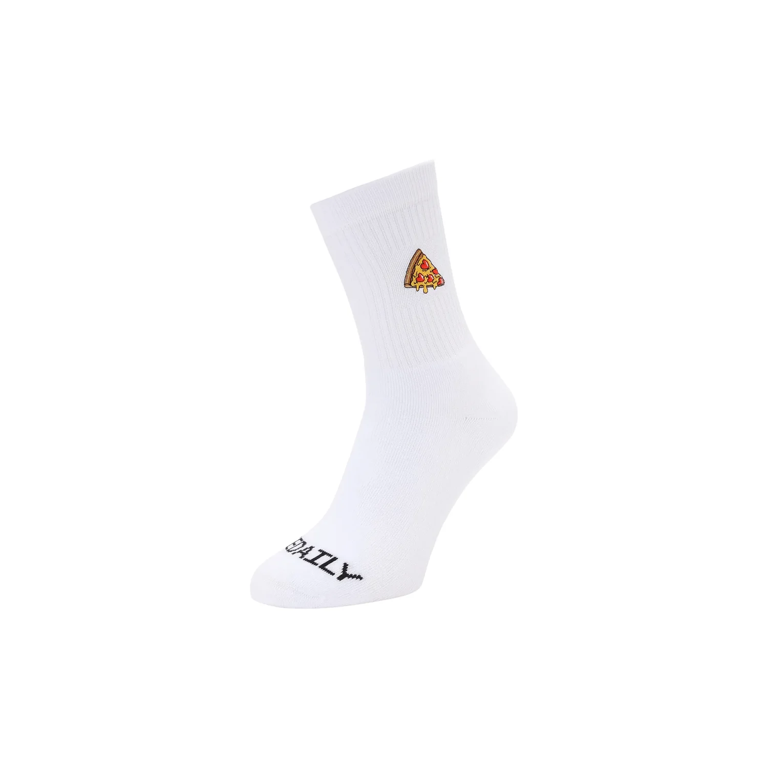 weiße Socke, Pizza-Motiv, Rippstrick, Knöchelhoch