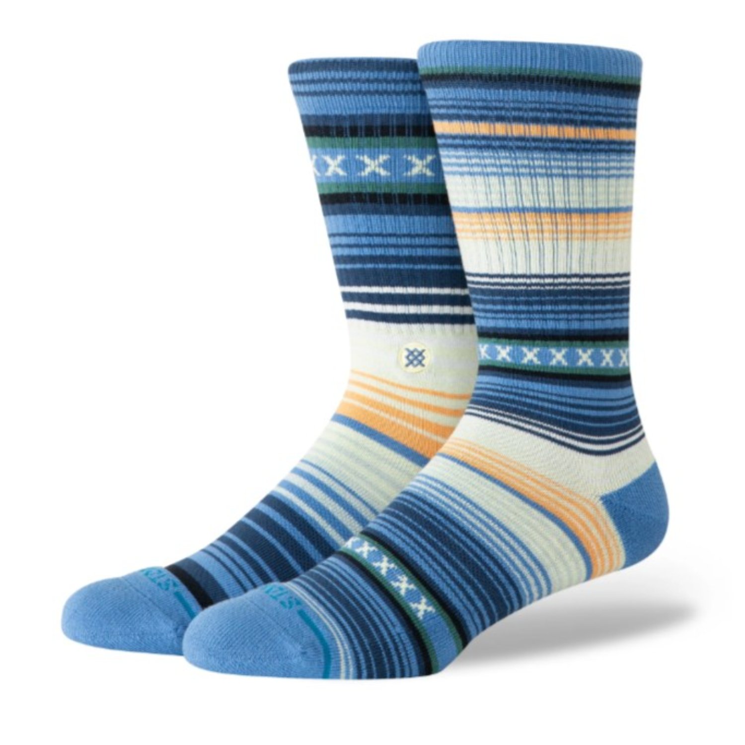 Chaussettes, bas, motifs, bleu, de la cheville au tibia