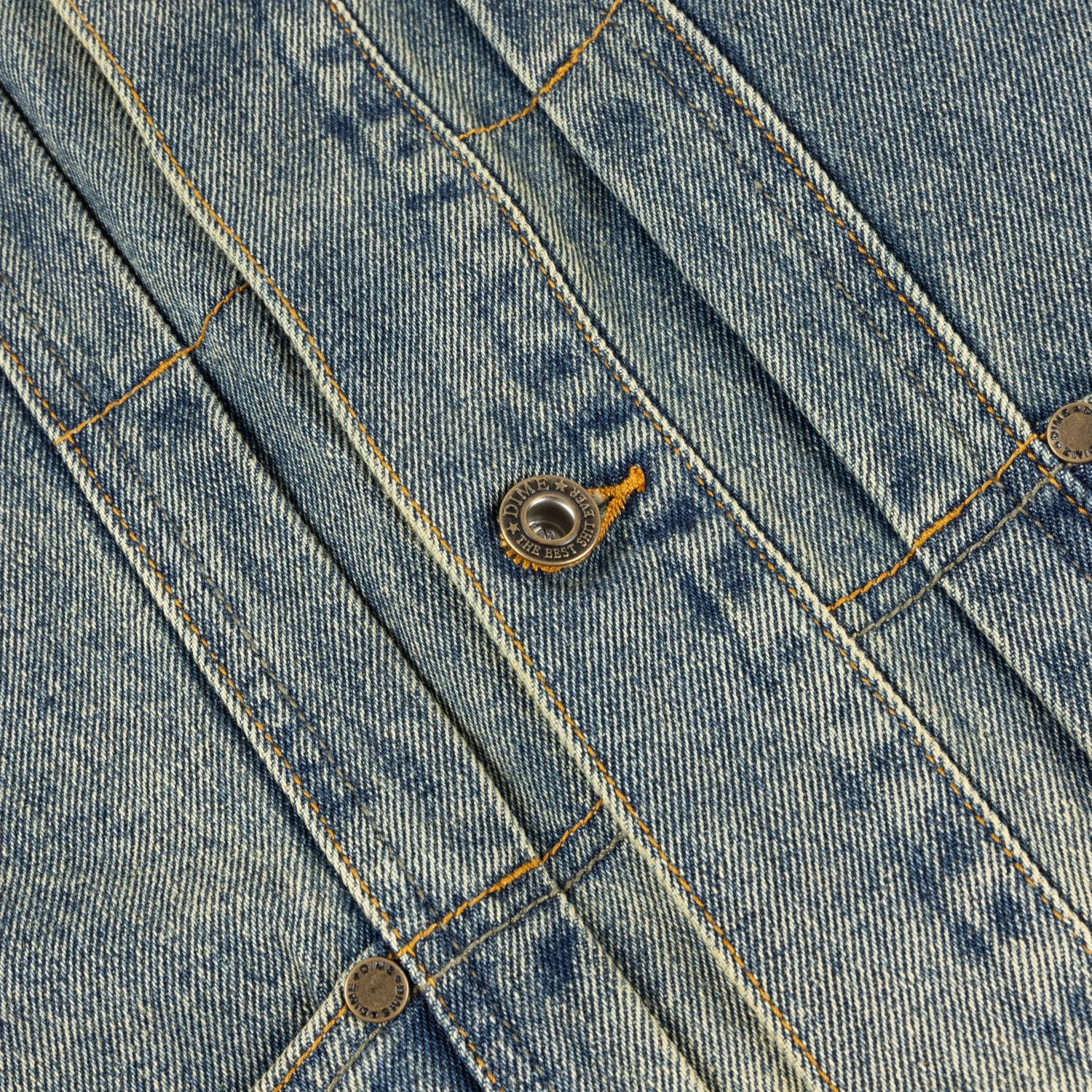 Jeansstoff, Baumwolle, Blau, Kontrastnähte, Metallknöpfe