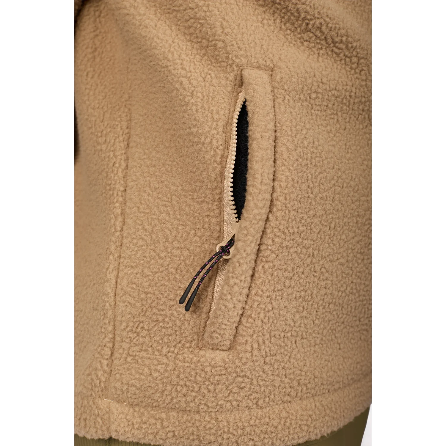 Versa Sherpa Jacket Fleecejacke, Teddyfleece, Beige, Reißverschlusstasche, Strukturstoff