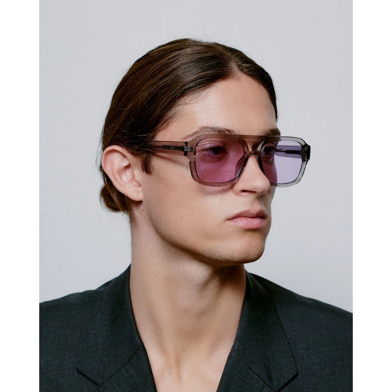 Kaya Sonnenbrille, größere Brille, rosarote Gläser, Metallrahmen, unisex