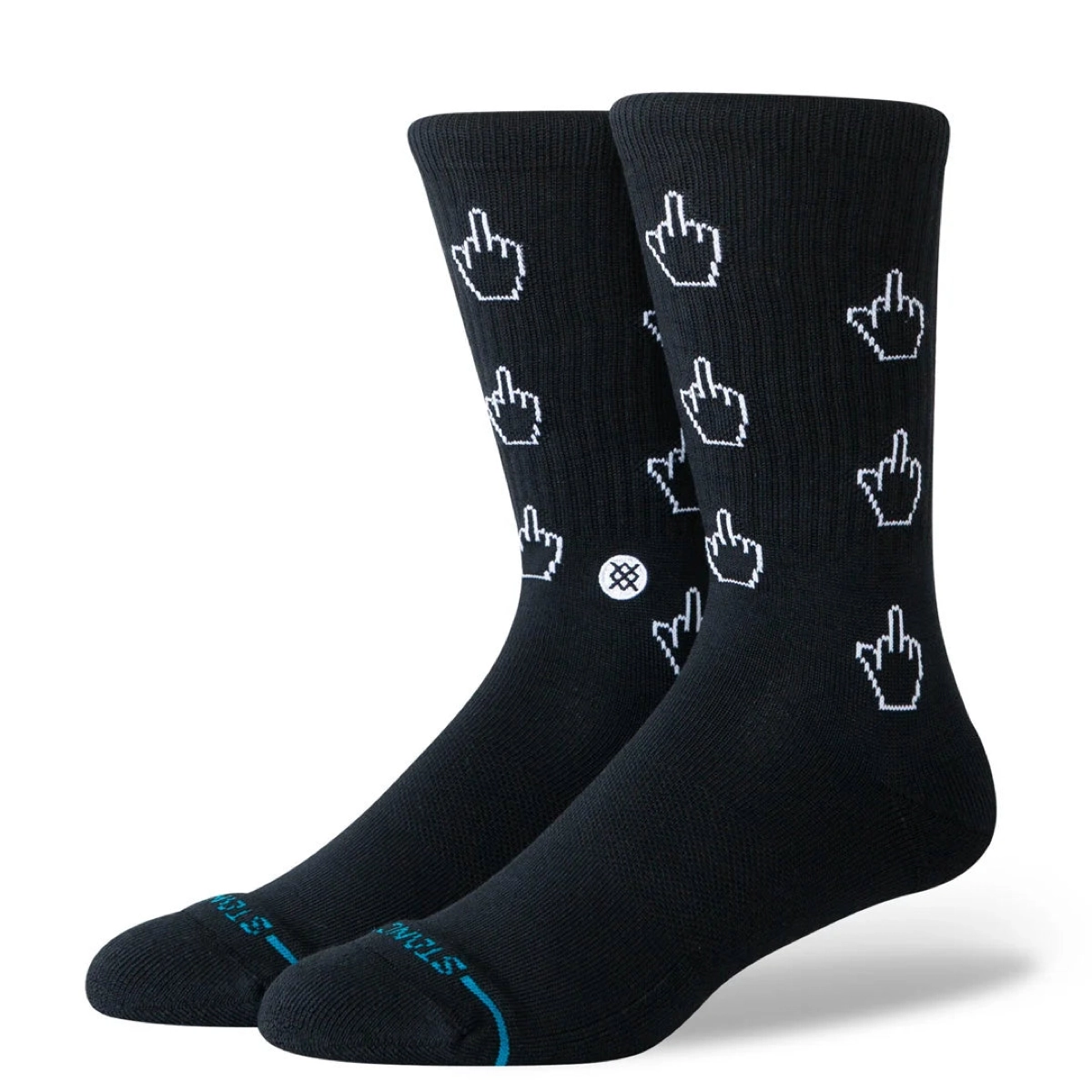 Chaussettes montant jusqu'aux genoux, motif : Cursor, bleu foncé ?, combinaison : noir/blanc