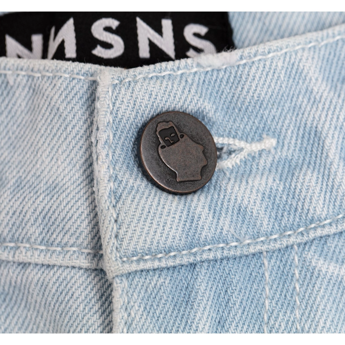 Jeansstoff, Knopf, Metallknopf, Navy Jeans, Nähte Kontrast
