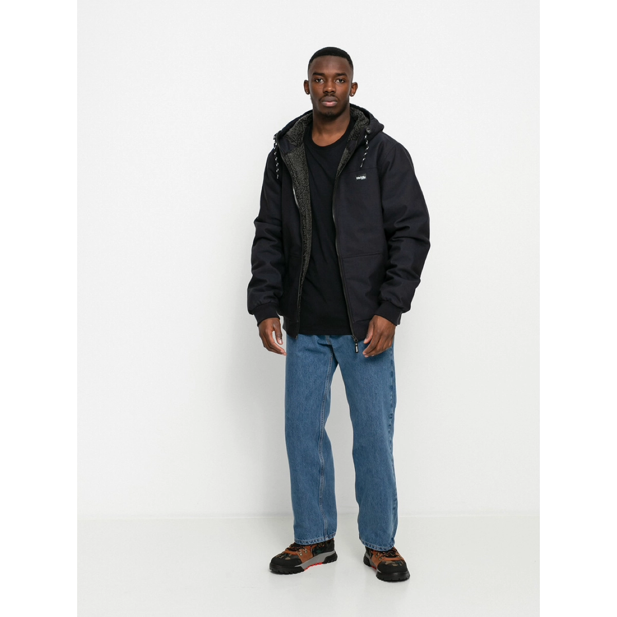 Dock36 Swing Jacket Veste pour homme, veste d'hiver, noire, doublure en polaire, capuche