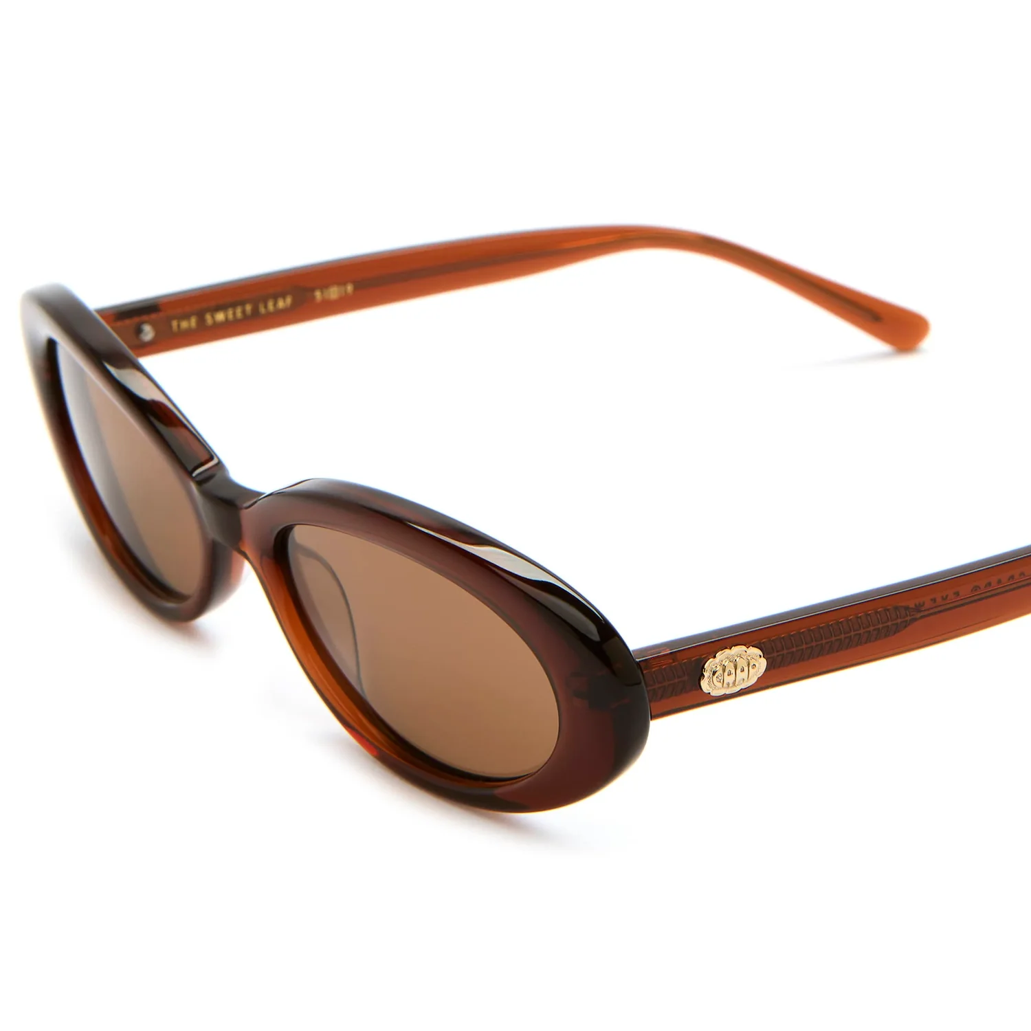 The Sweet Leaf Sonnenbrille, Kunststoffgestell, Braunes Gestell, Braune Gläser, Ovale Gläser