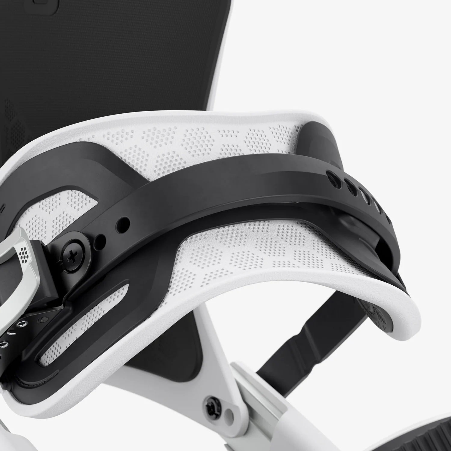 Neo Snowboardbindung, Schwarz-Weiß, Perforierte Polsterung, Verstellbarer Riemen