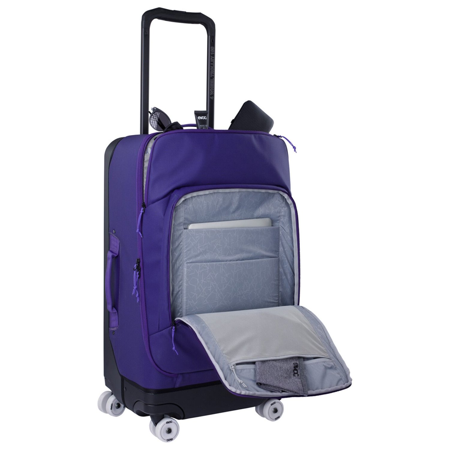 4-Wheel Trolley 100L Koffer, Trolley, Reisegepäck, Lila, Schale aus Stoff