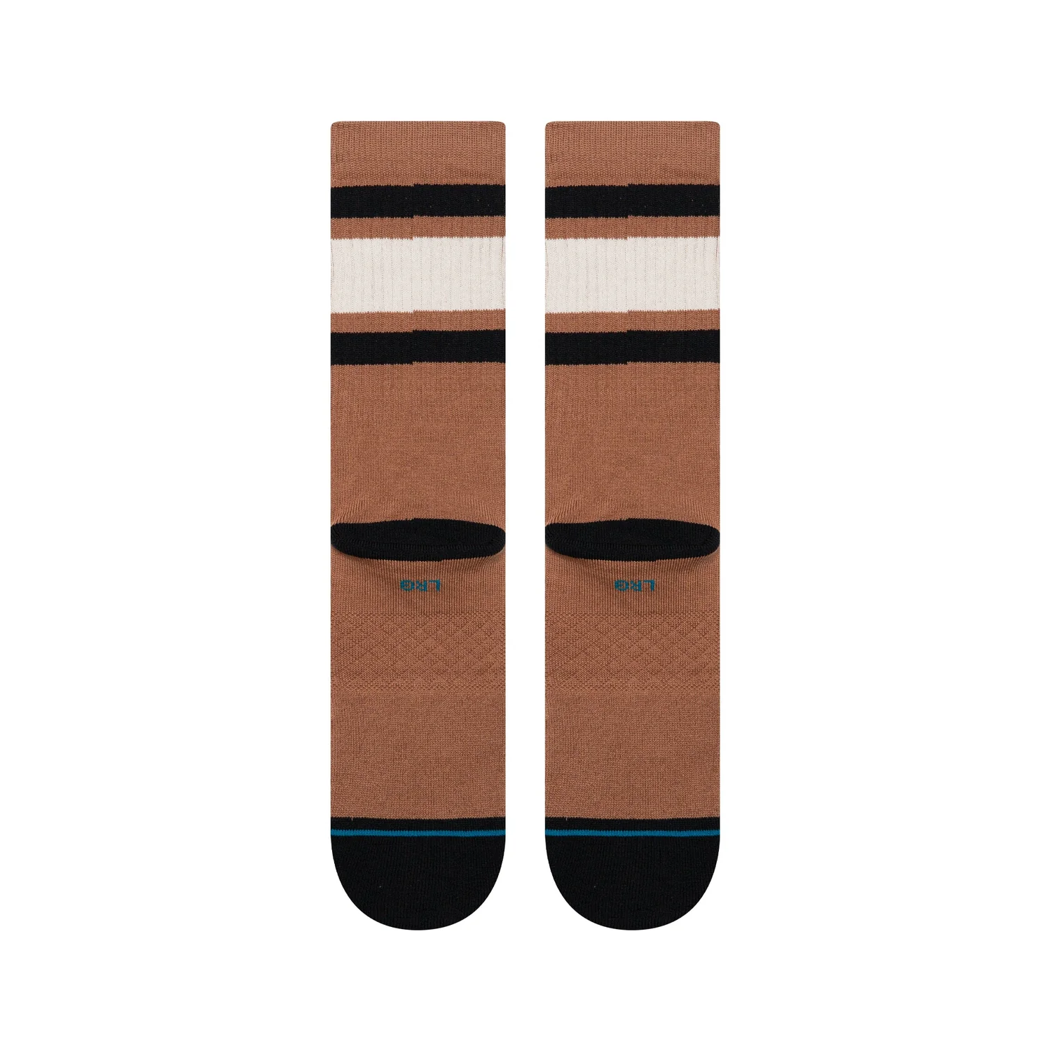 Chaussettes mi-mollet, mélange de coton, marron-noir, rayées, talon renforcé