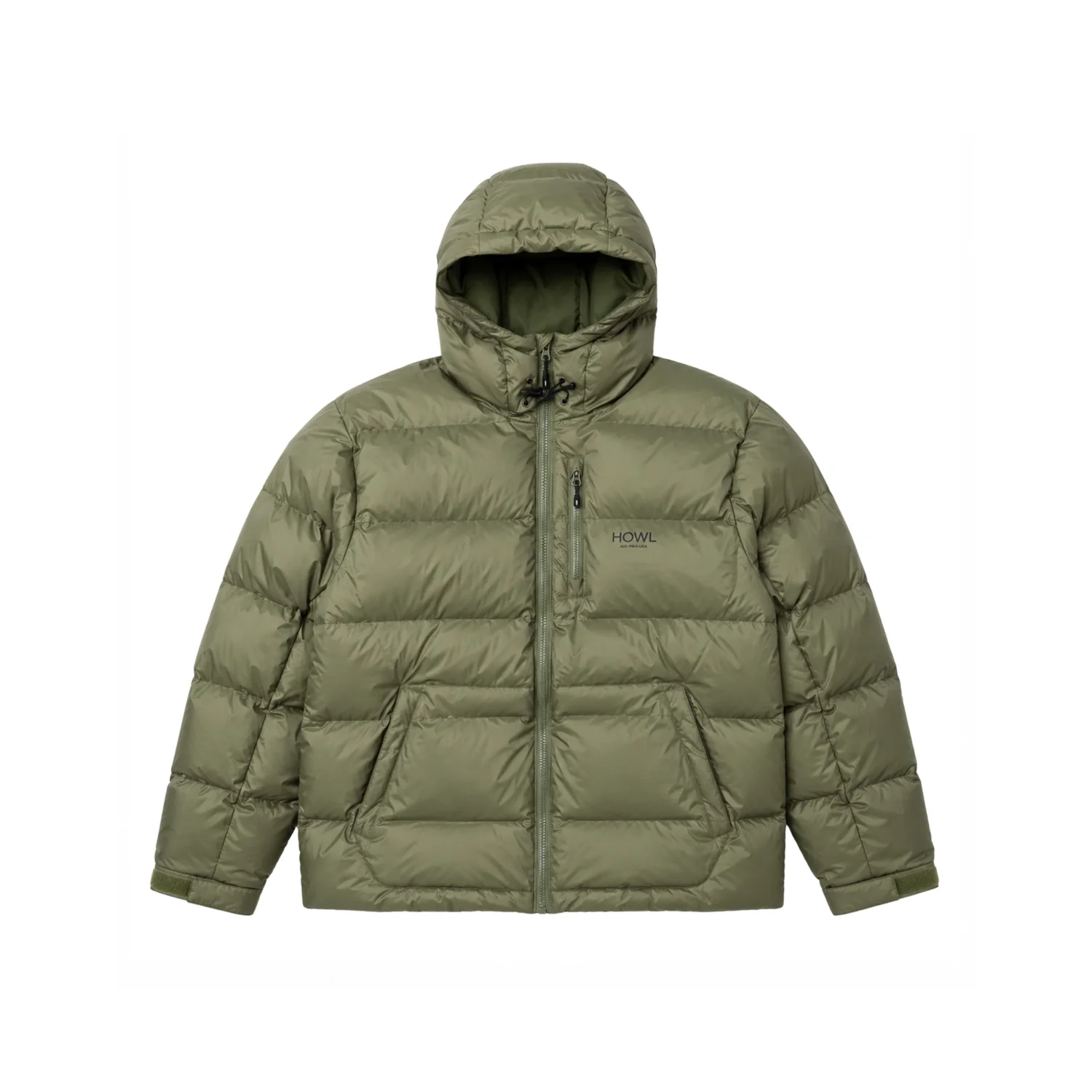 Puffy Jacket Daunenjacke, Hooded, Olivgrün, Steppjacke, Reißverschluss, Daunenjacke, Kapuze, Olivgrün, Steppmuster, Reißverschluss