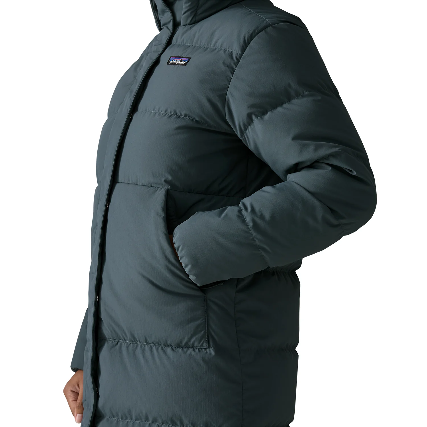 W'S Sisar Down Parka Doudoune, capuche, vert foncé, veste matelassée, poches avant