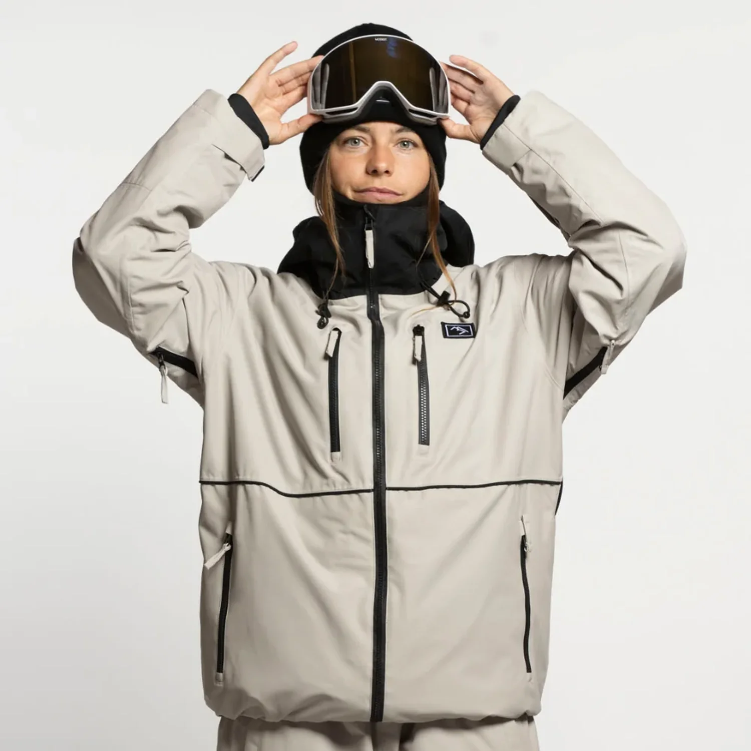 Apex Full Zip Jacket Veste de ski, gris clair, capuche, poches zippées, vêtements de neige