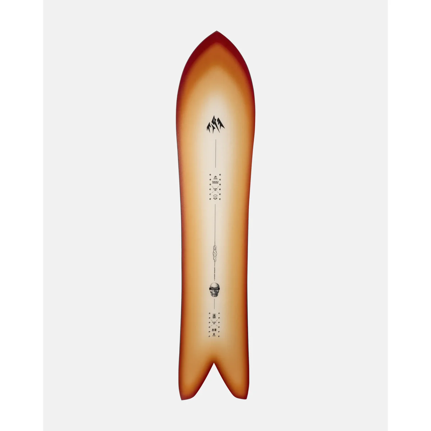 Storm Chaser Snowboard, forme « swallowtail », orange, dégradé de couleurs, noyau en bois