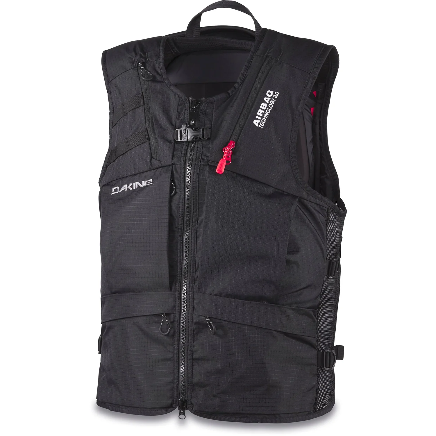 Lawinenrucksack, Airbag-Weste, Schwarz, Frontreißverschluss, Seitentaschen