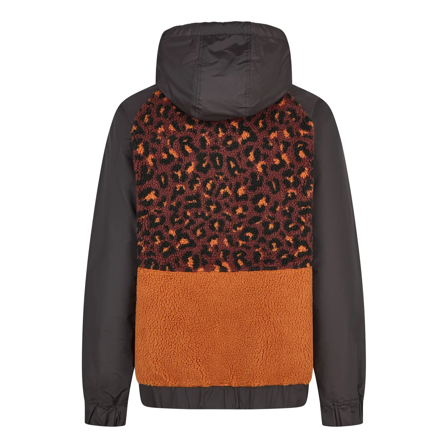 Veste polaire, capuche, polaire peluche, imprimé léopard, orange et noir
