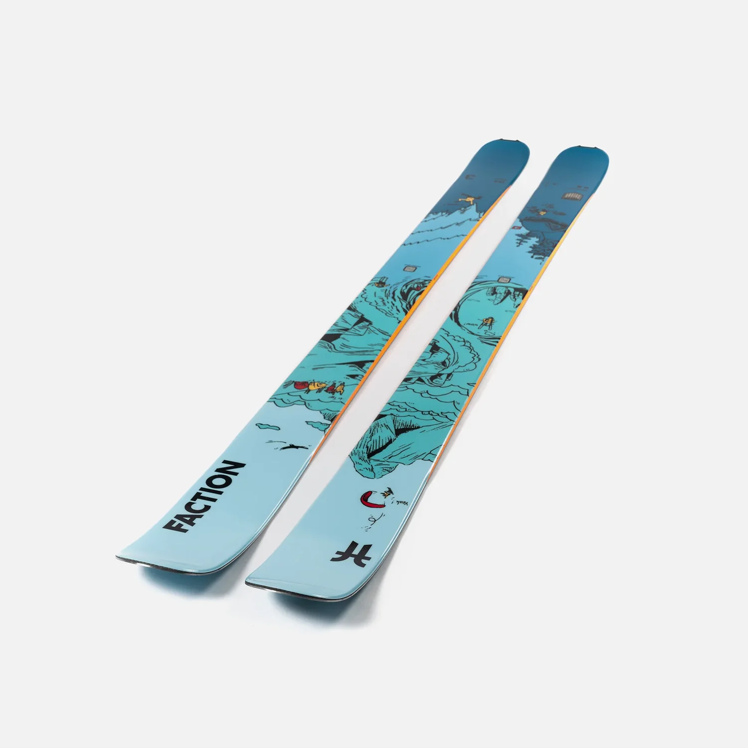Ski, Freeride-Ski, Hellblau, Illustrationsmuster, Ski-Paar