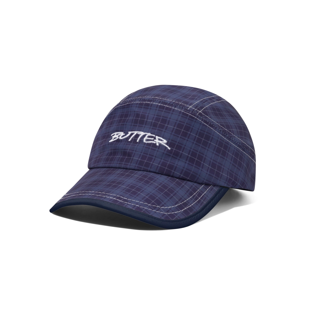 Baseball cap, Muster (Plaid), Navyblau, Stickerei, gestickte Kante, Baseballkappe, Schachbrettmuster, Blau, gesticktes Logo, gebogter Schild
