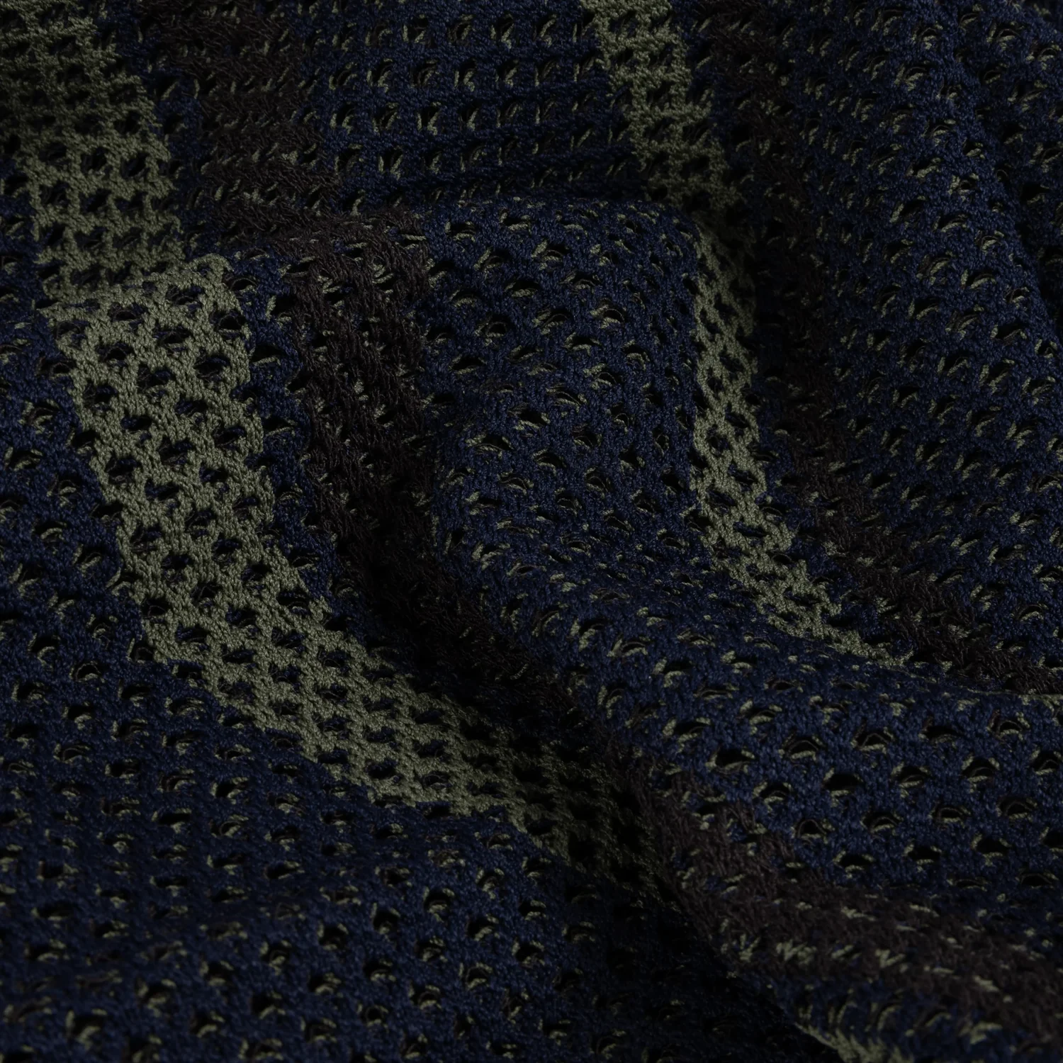 Strickstoff, Dunkelblau, Olivgrün, Strukturmuster