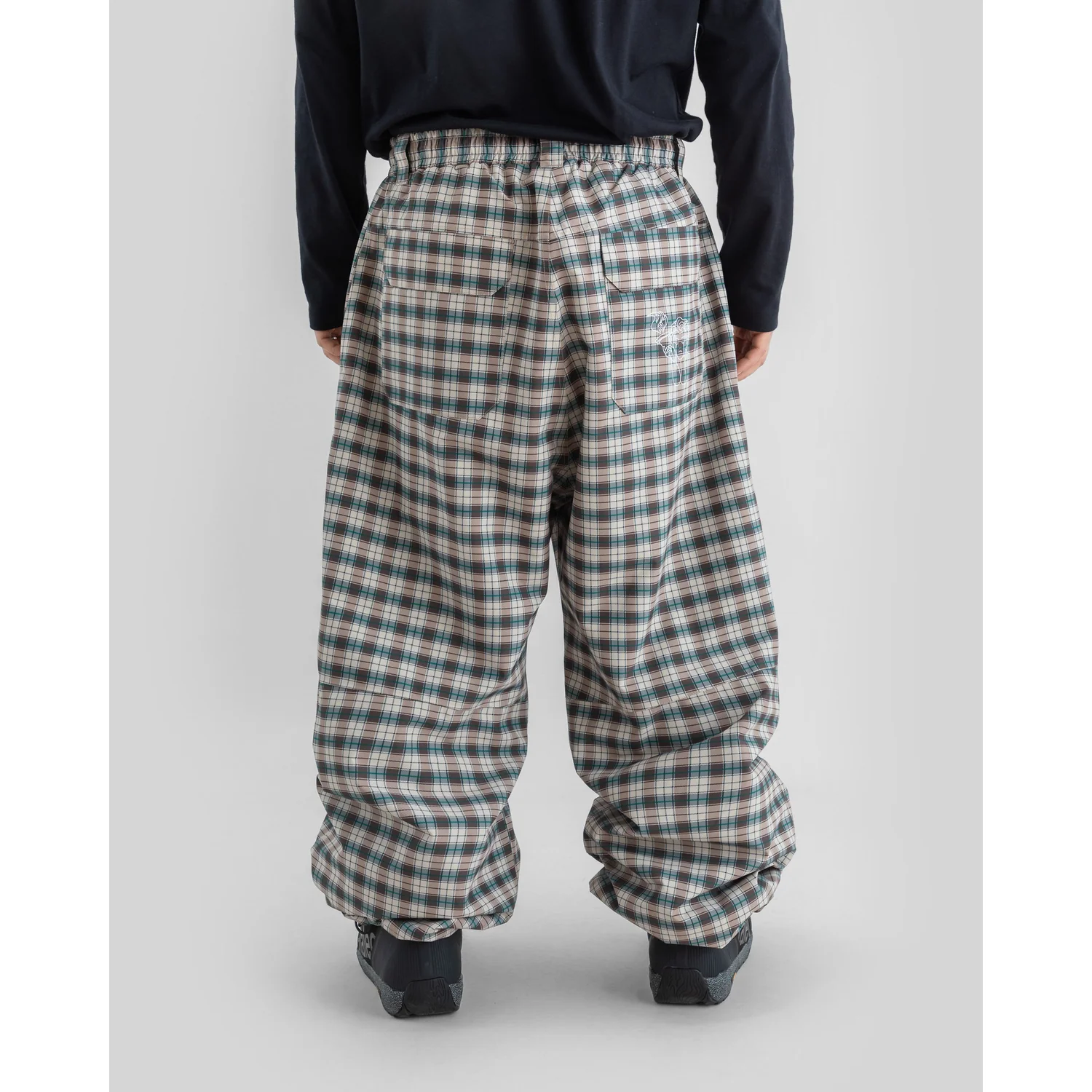 Park Pants Print 2L Pantalon, motif à carreaux, taille élastiquée, coupe ample, beige-turquoise