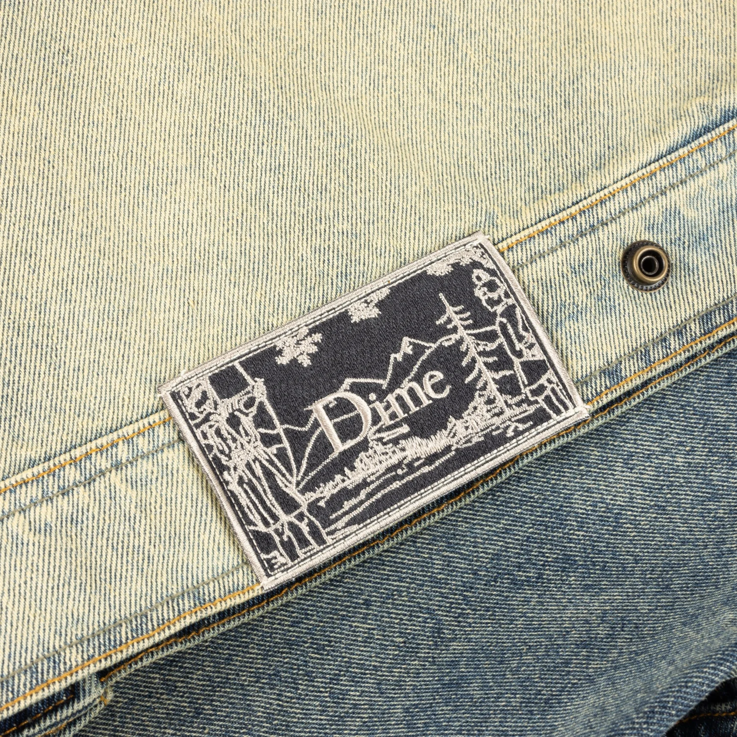 Denim Jacket Jeansstoff, Hellblau, Denim, Aufnäher, Metallknopf