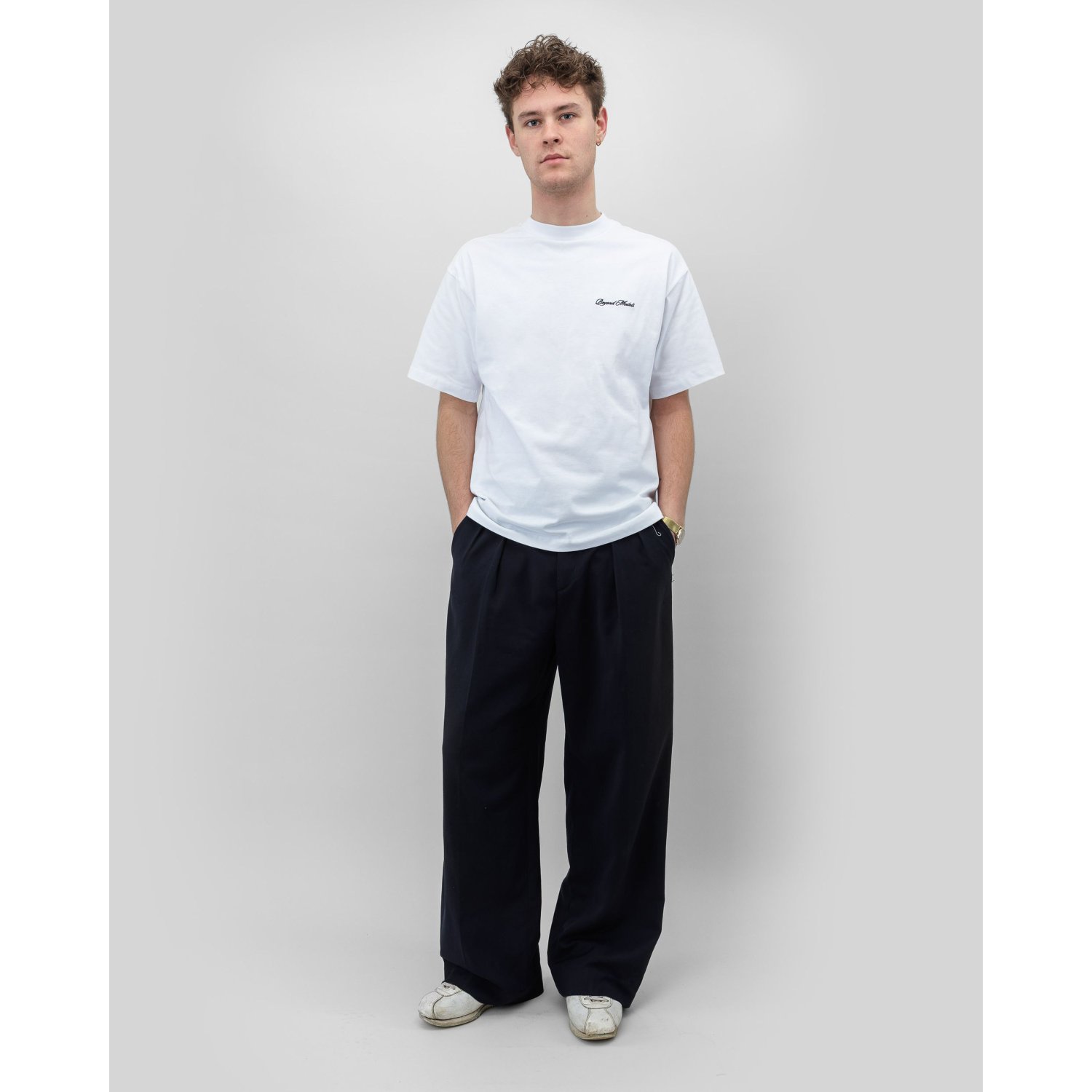 T-shirt, blanc, col rond, manches courtes, avec logo