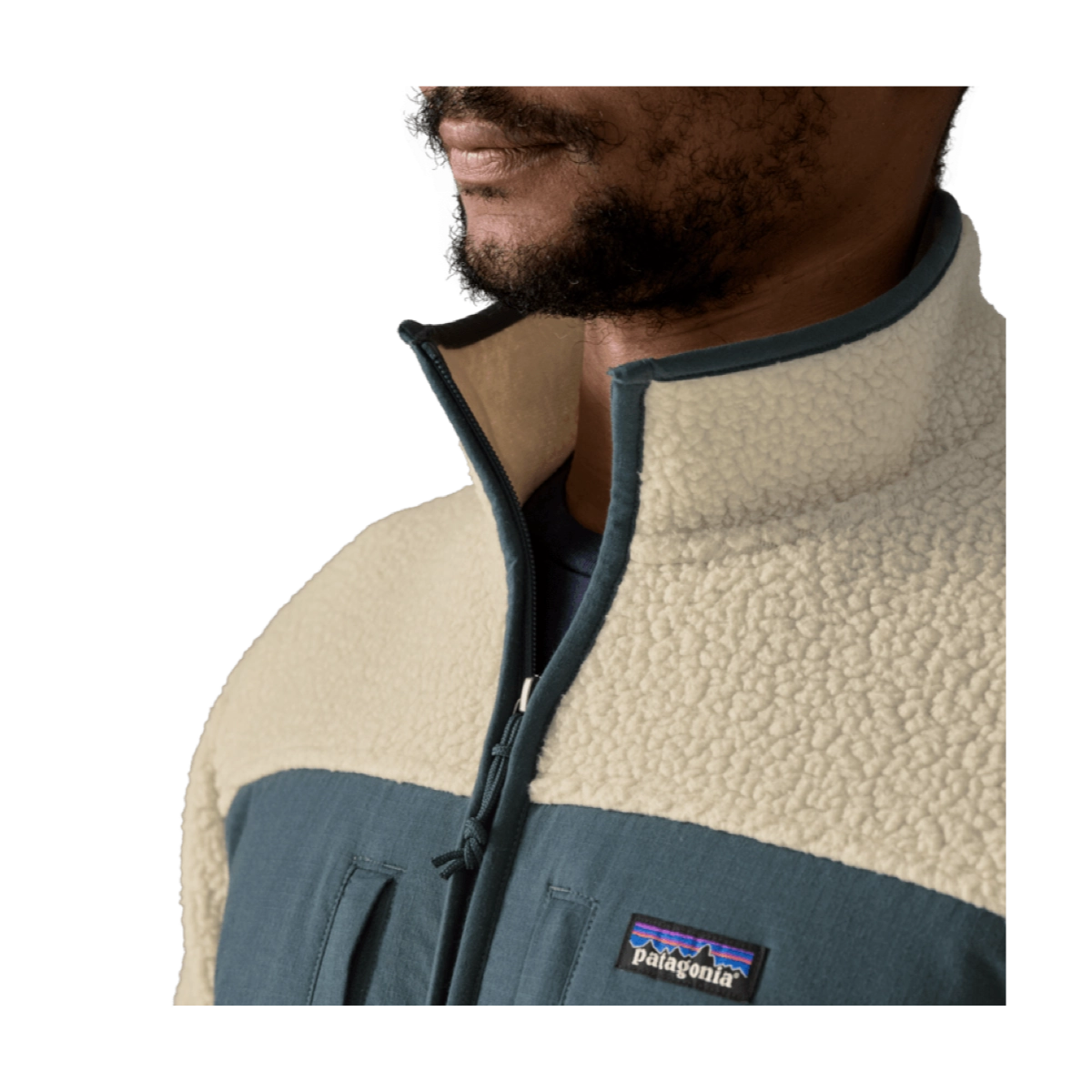 Veste polaire, sherpa, fermeture éclair, bicolore, Patagonia