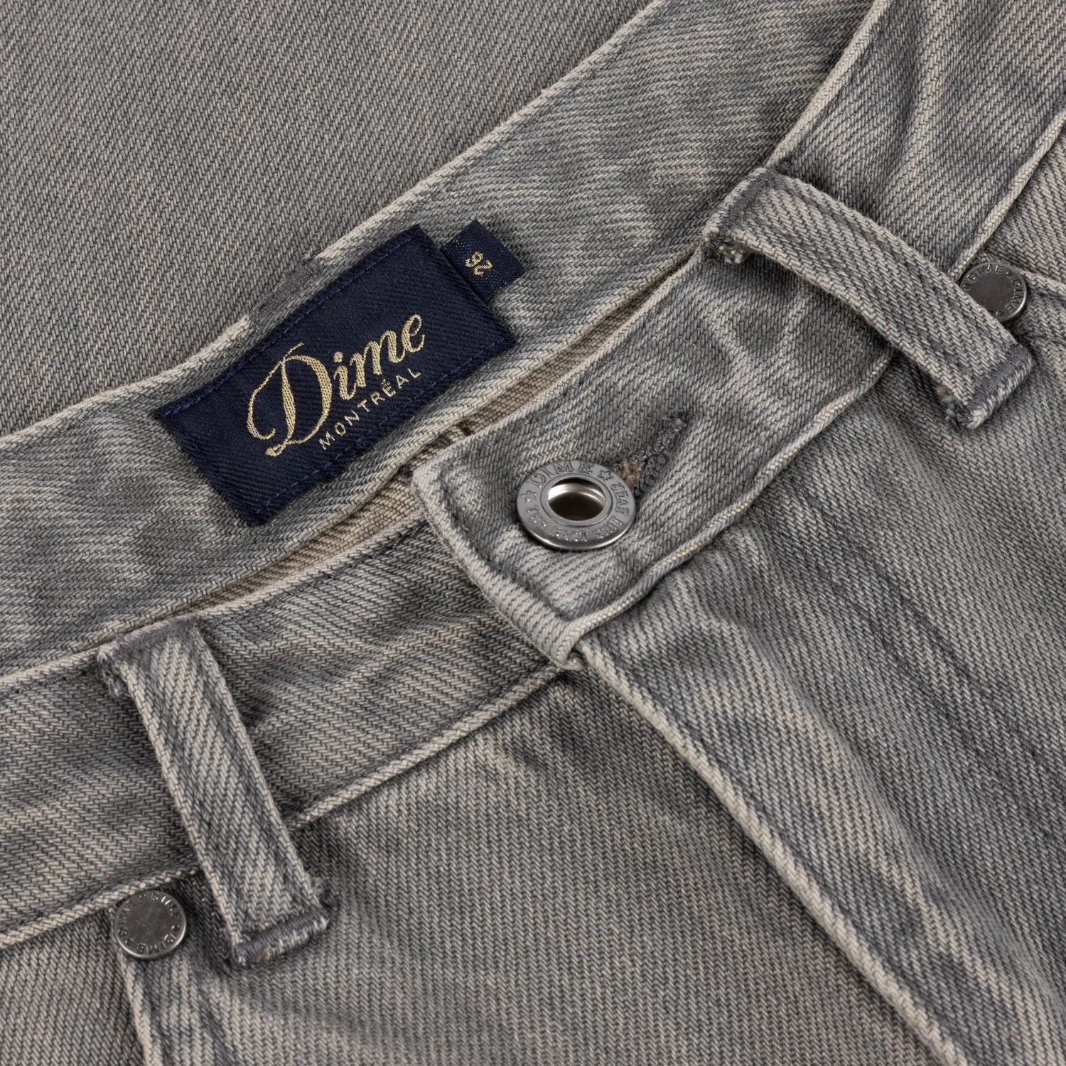 Jeans, Grauer Denim, Baumwolle, Knopfverschluss, Gürtelschlaufen