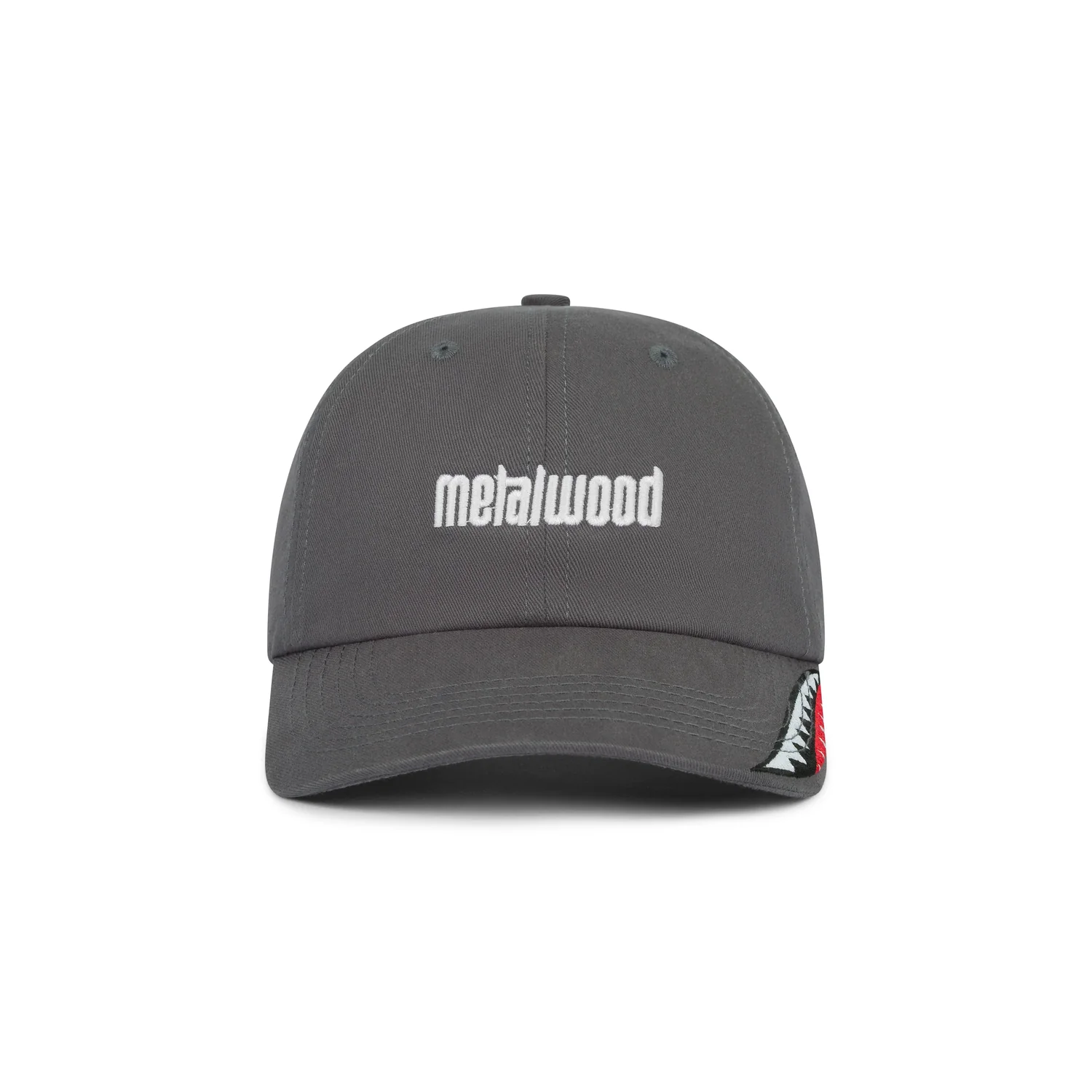 Bomber Dad Hat Basecap, Dunkelgrau, Gebogener Schirm, Logo-Stickerei, Hai-Aufnäher