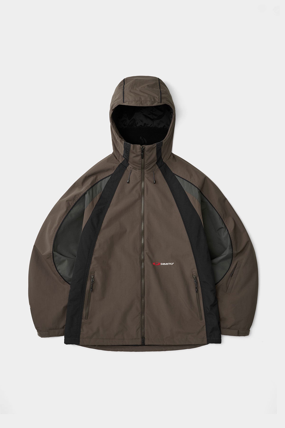 Veste à capuche, veste marron, imperméable, poches zippées, manteau de plein air