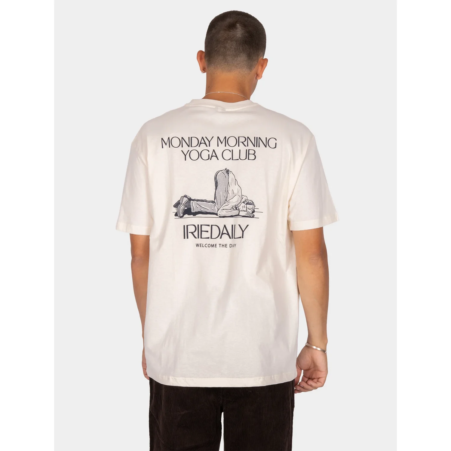 Monday Yoga T-Shirt T-shirt à manches courtes, blanc crème, col rond, impression au dos