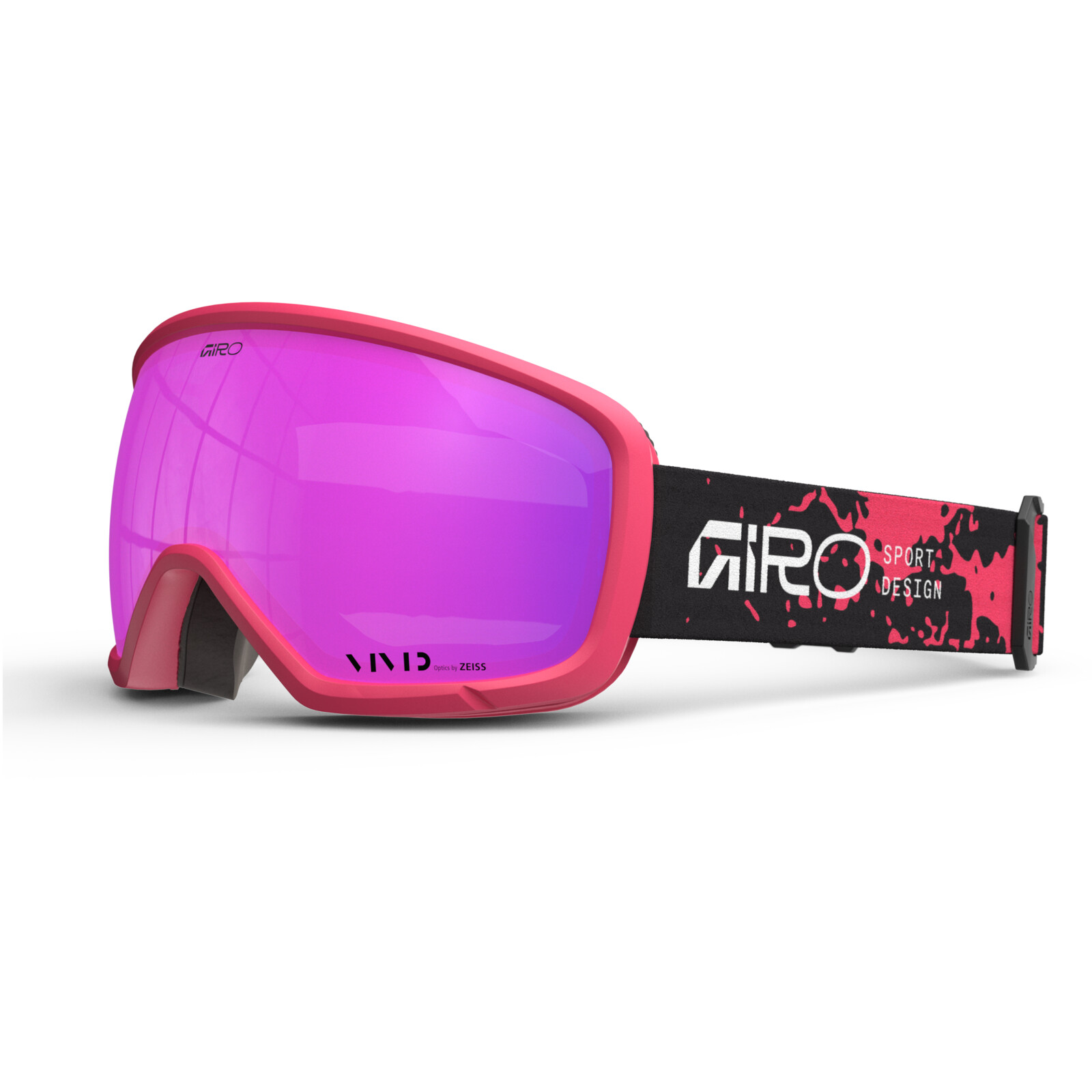 Lunettes de ski, lunettes de protection, rose, verres miroités, monture en caoutchouc/plastique