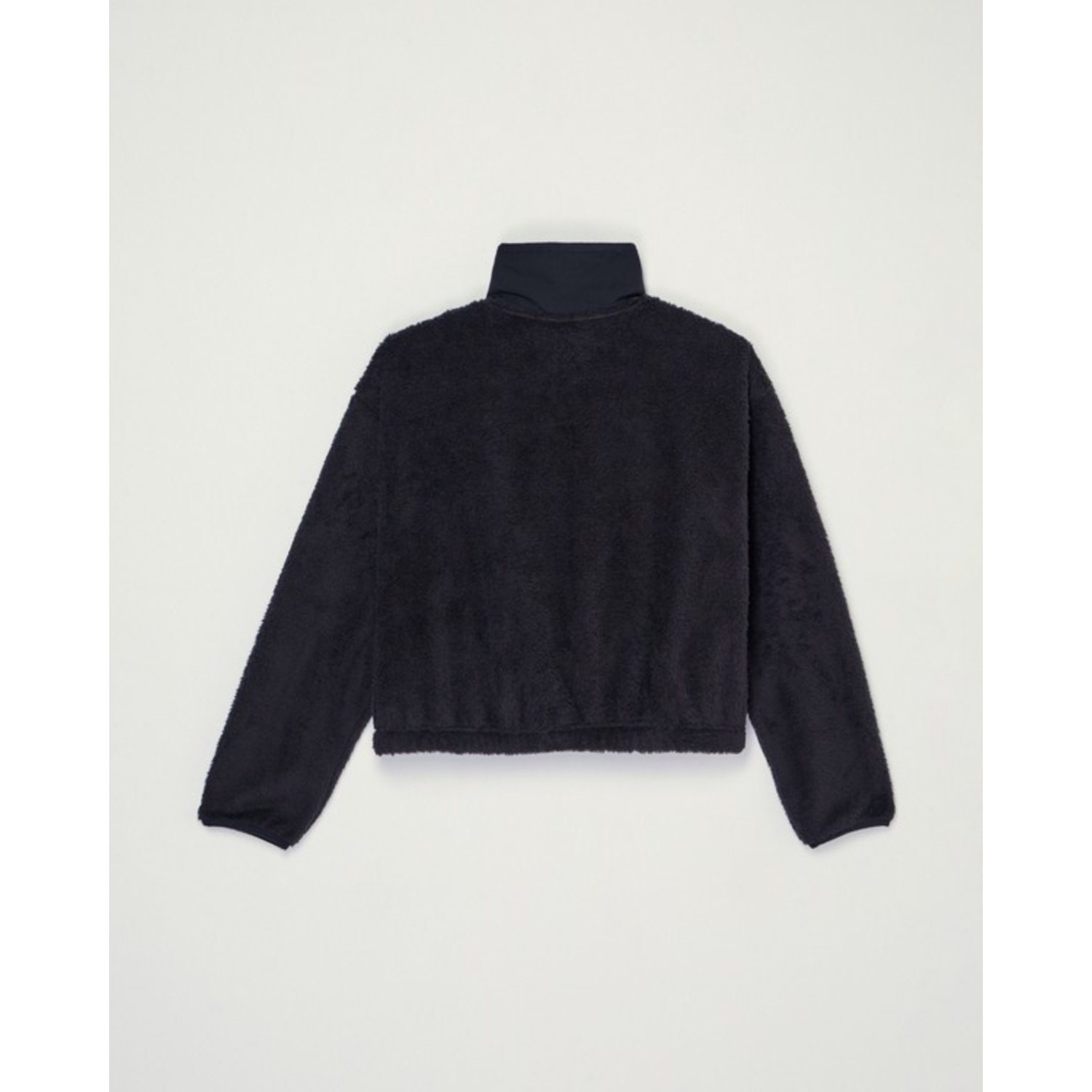 Veste polaire, bleu foncé, col roulé, manches longues, style bomber