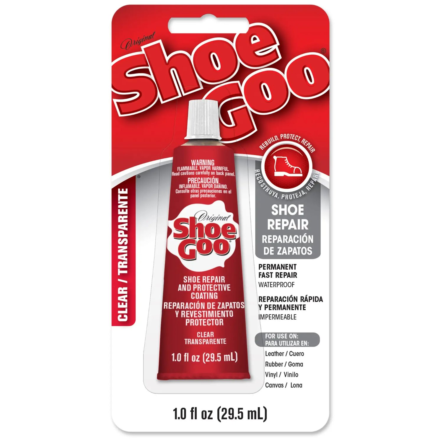 Schuhreparaturkleber, Shoe Goo, Transparenter Kleber, Beschichtung, 1.0 fl oz