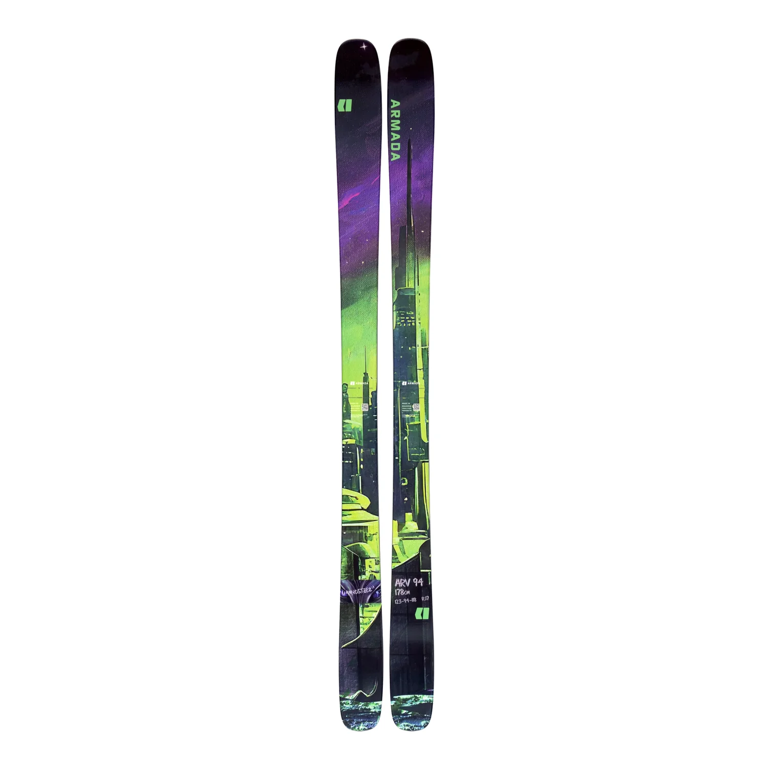 Skis, skis de freeride, paire de skis, noir-vert, skis all-mountain