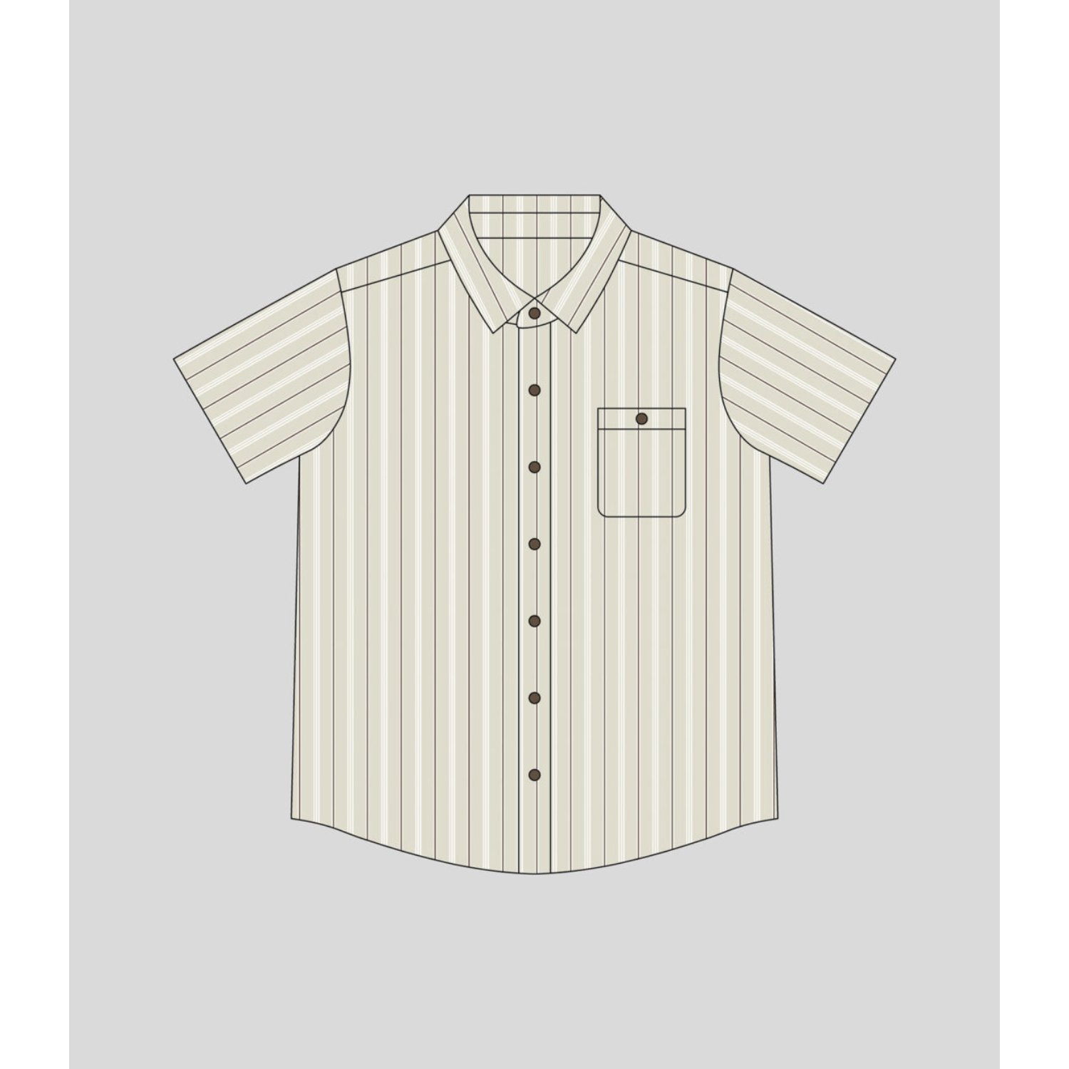 Chemise, manches courtes, rayures, patte de boutonnage, poche poitrine